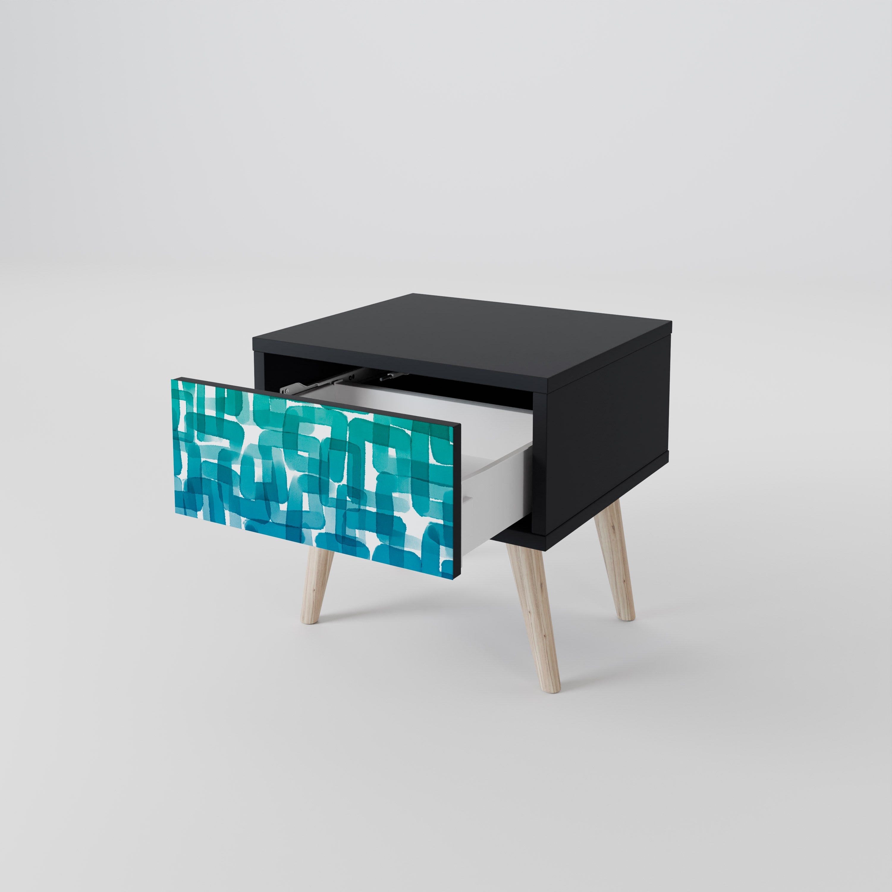 TURQUOISE RECTANGLES Szafka nocna Czarna
