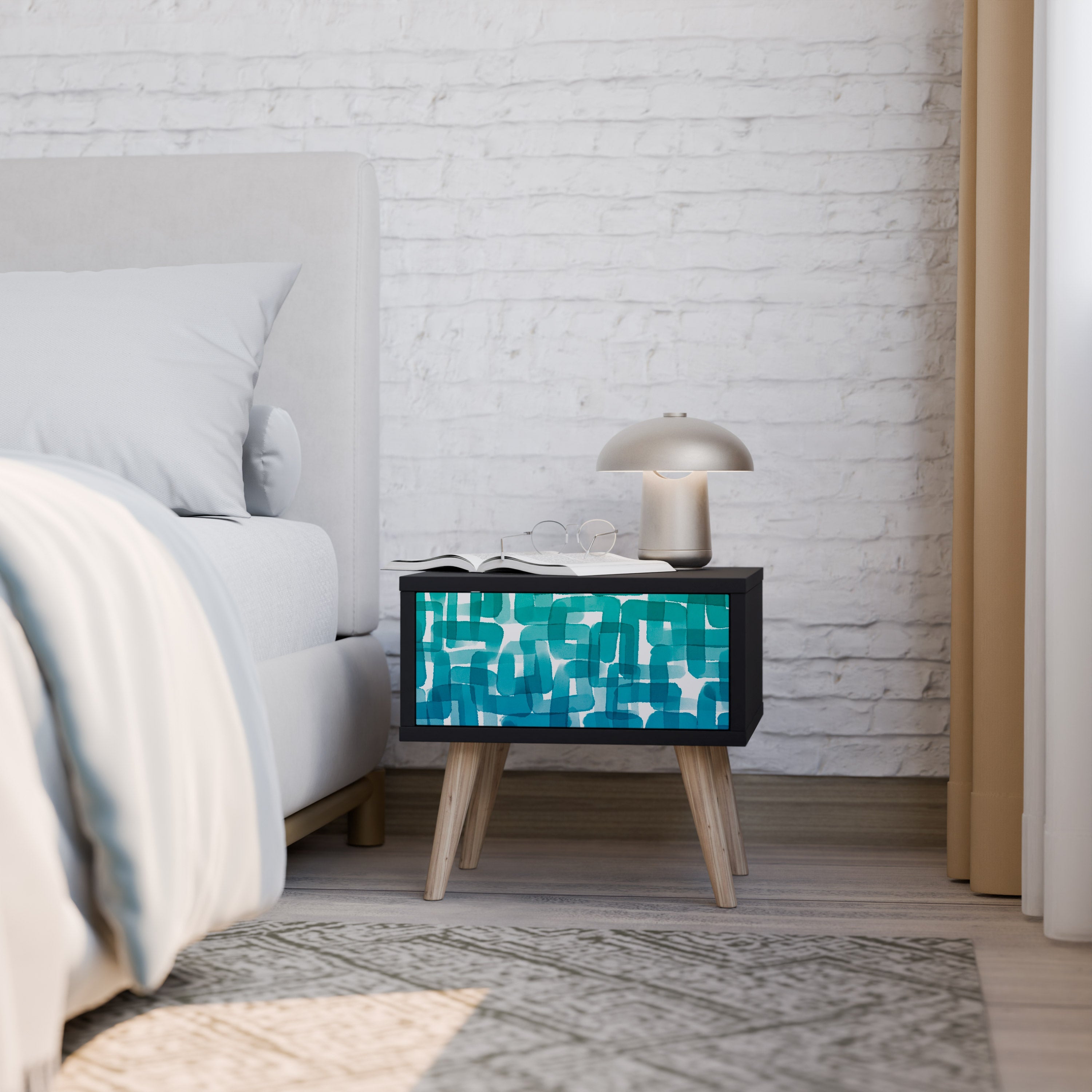 TURQUOISE RECTANGLES Szafka nocna Czarna