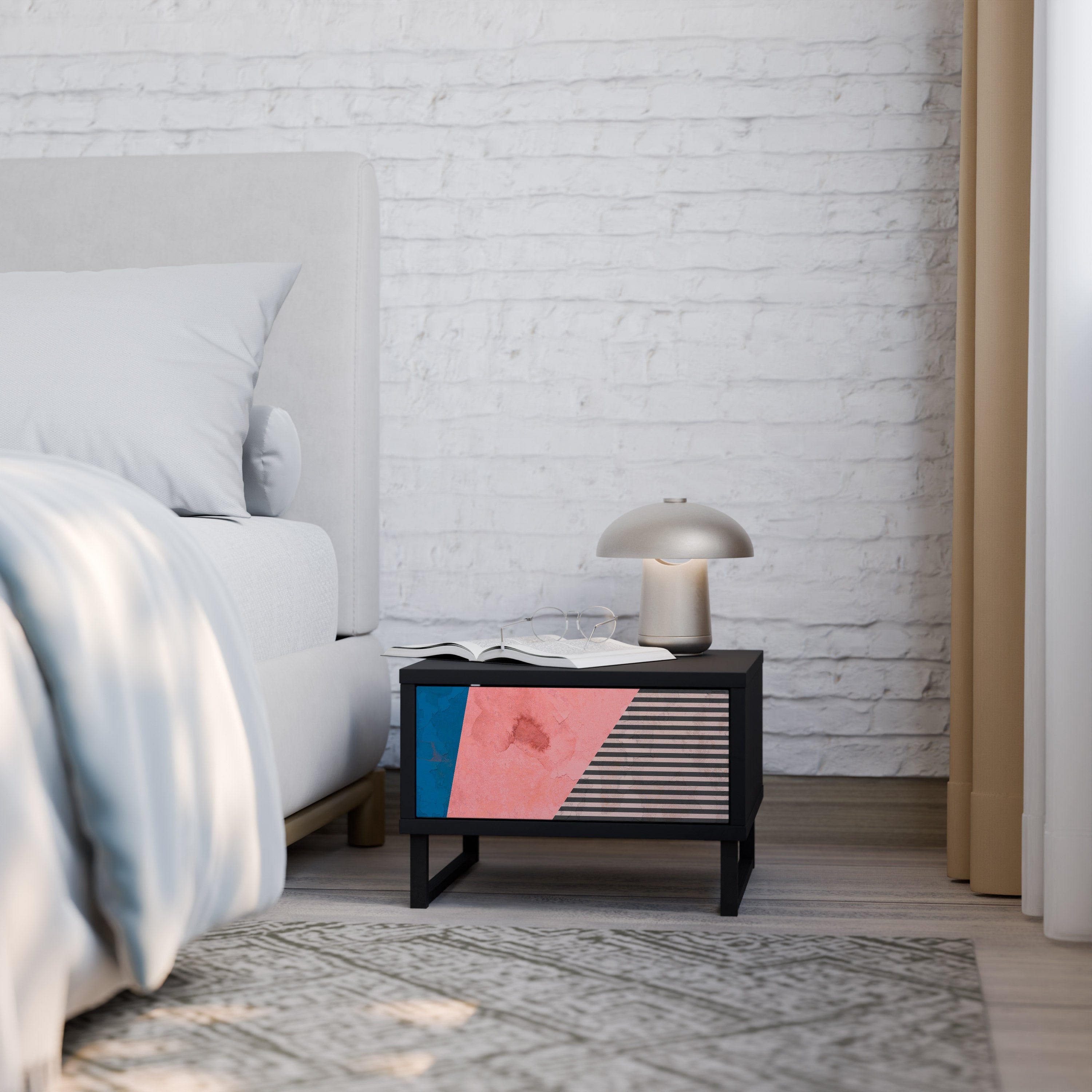GLAMOROUS STRIPE Szafka nocna Czarna