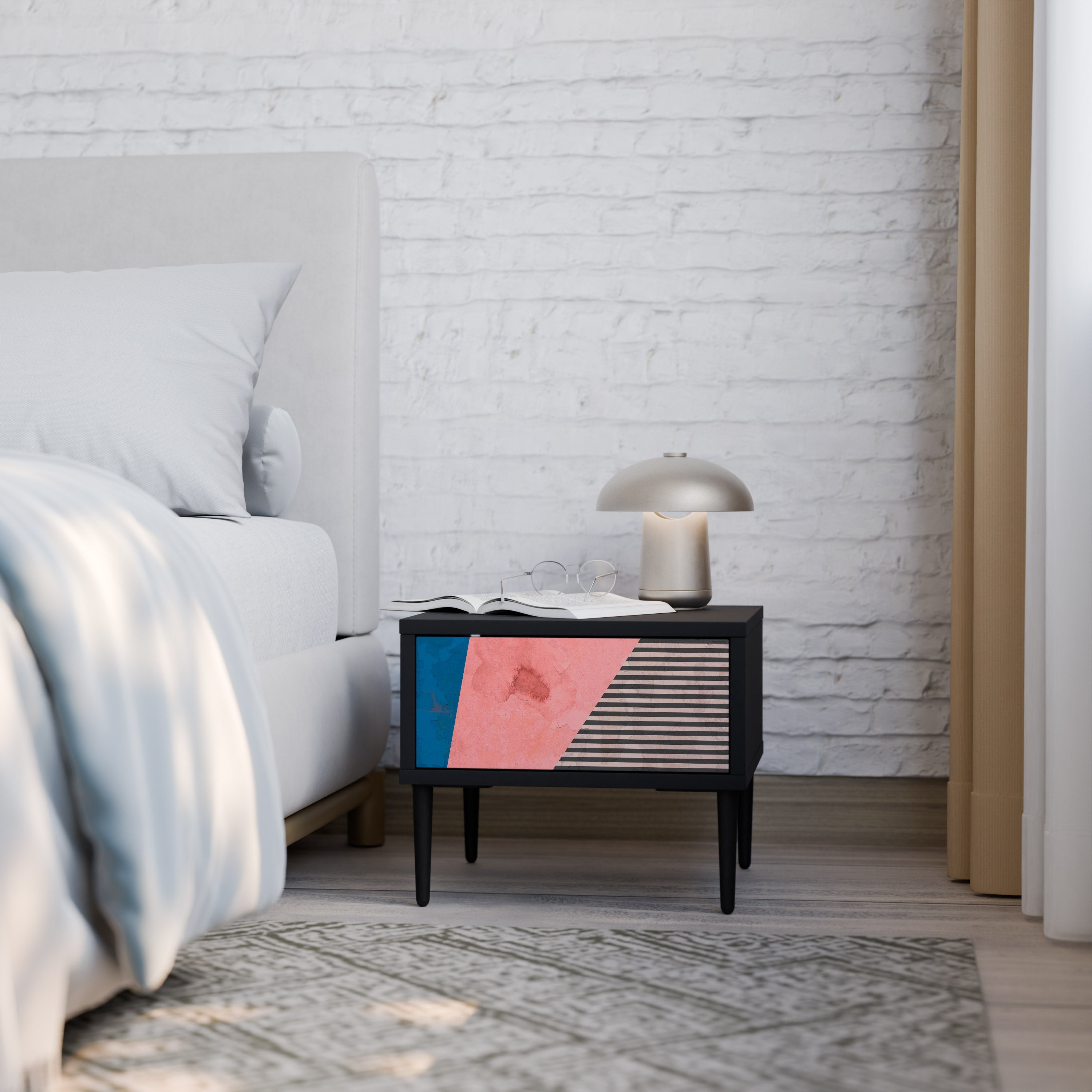GLAMOROUS STRIPE Szafka nocna Czarna
