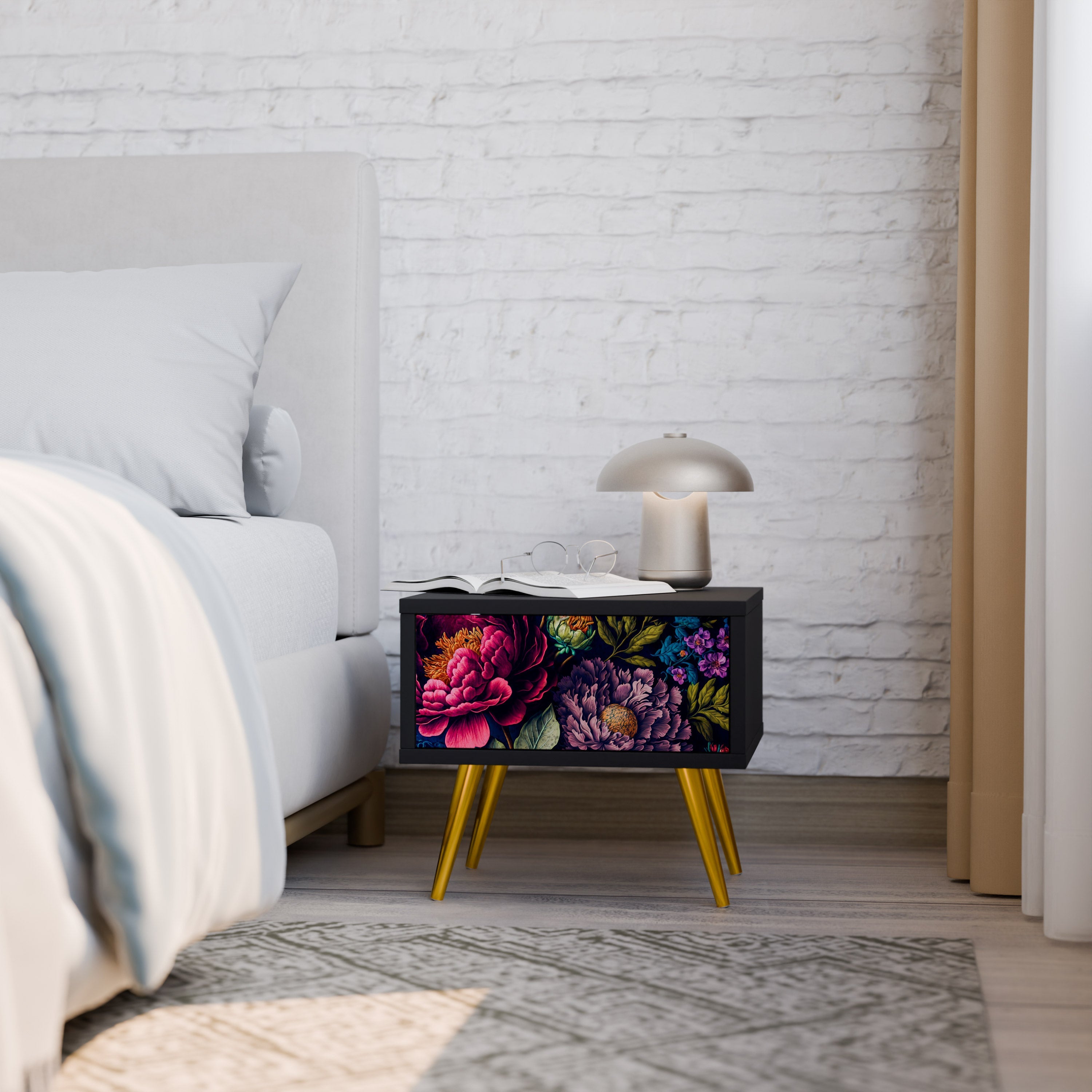 BLOOMING ELEGANCE Szafka nocna Czarna