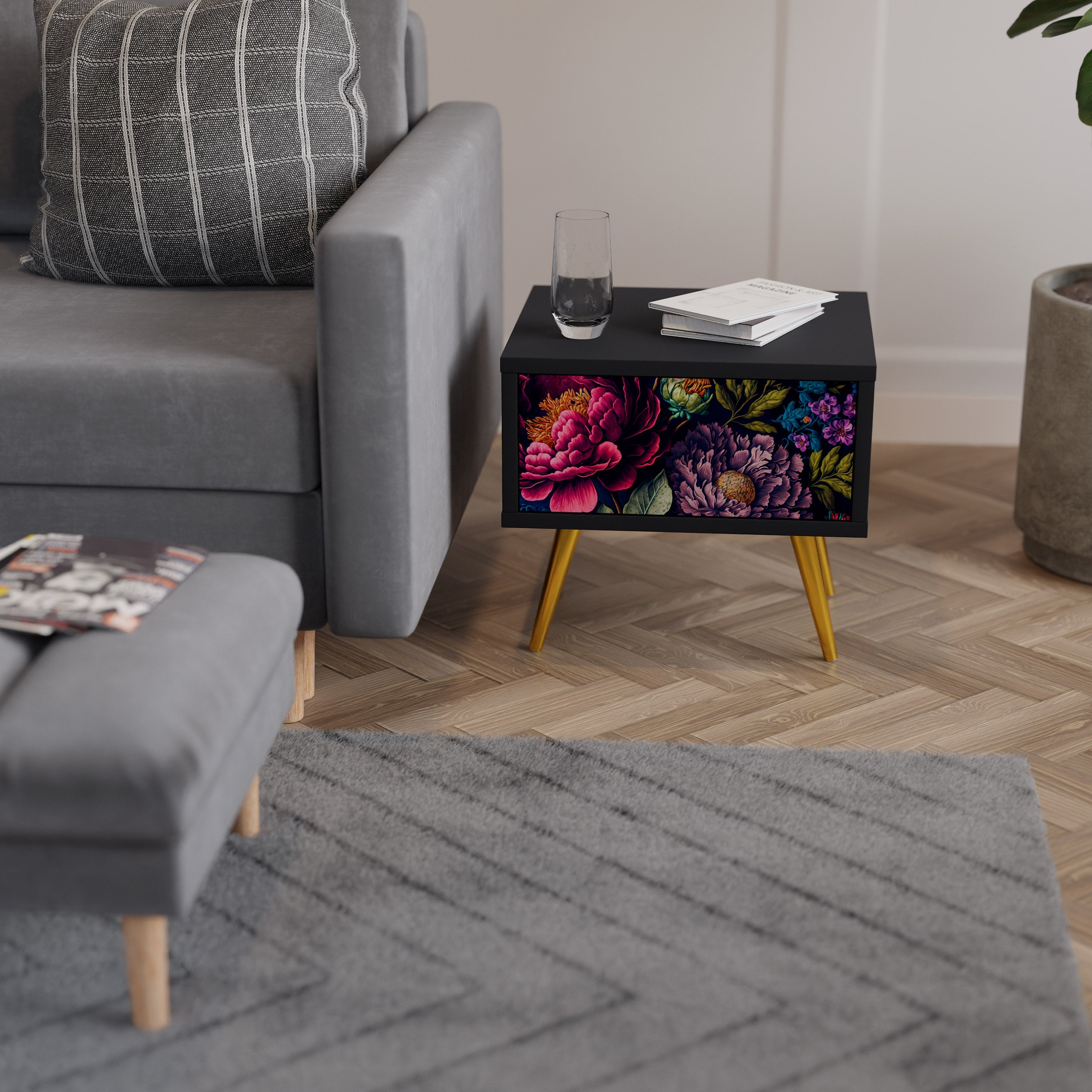 BLOOMING ELEGANCE Szafka nocna Czarna
