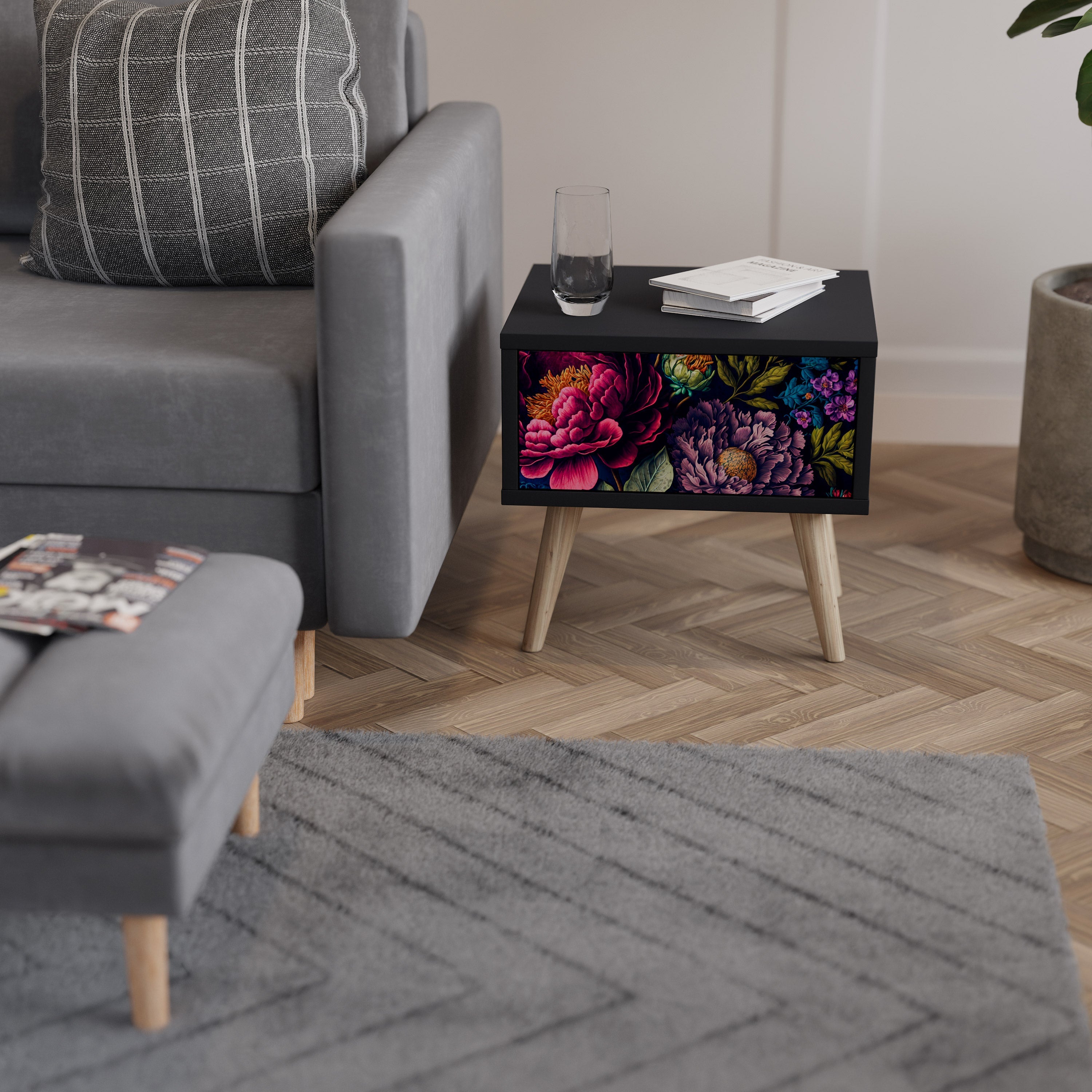 BLOOMING ELEGANCE Szafka nocna Czarna