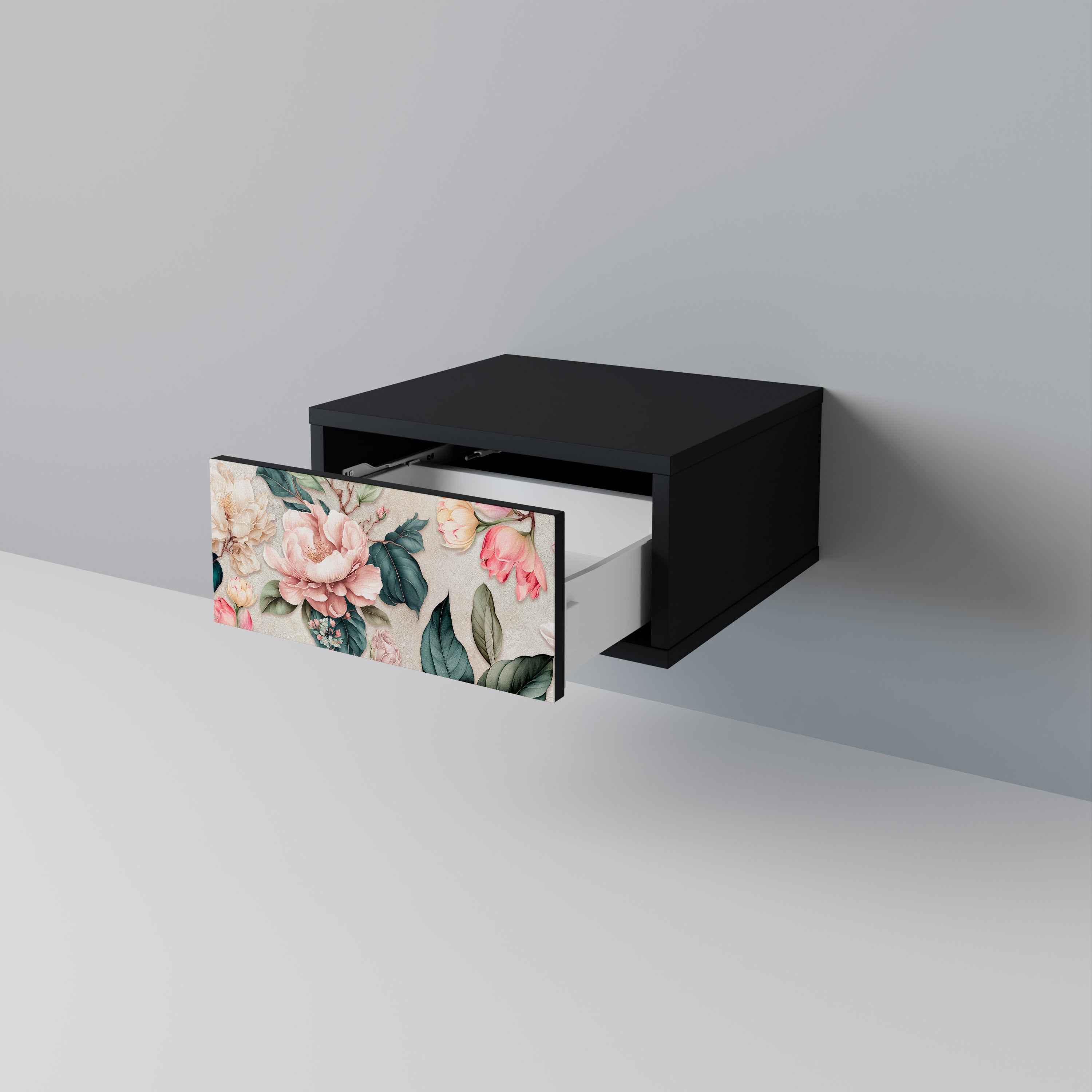 FLORAL GRACE Szafka nocna Czarna