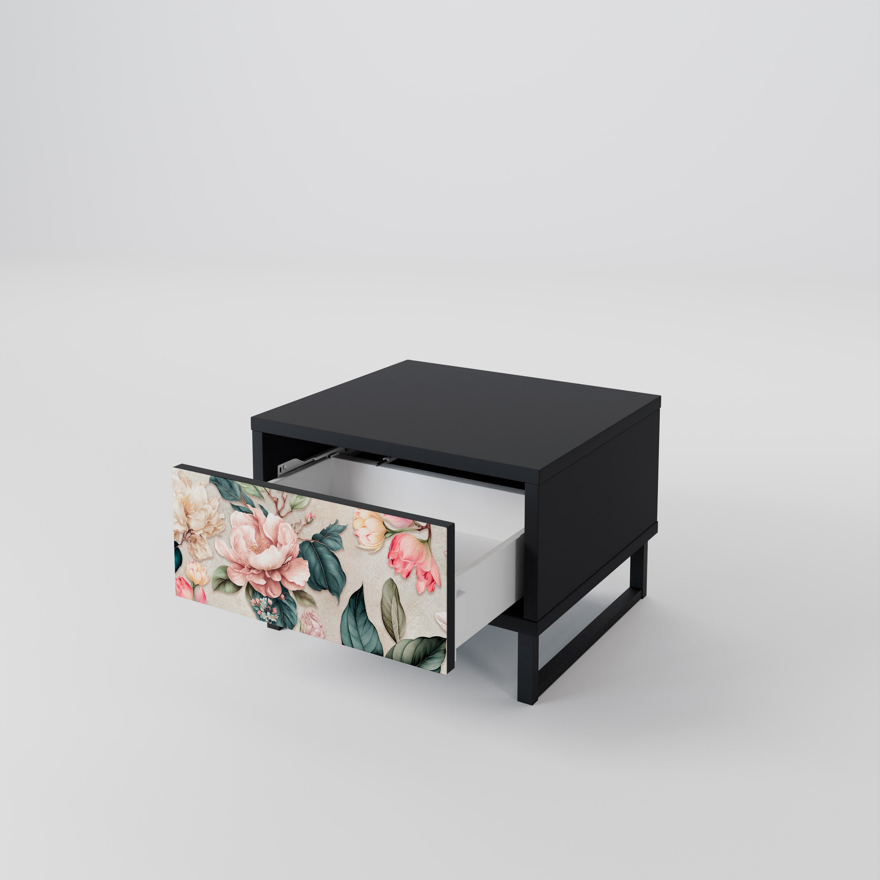 FLORAL GRACE Szafka nocna Czarna