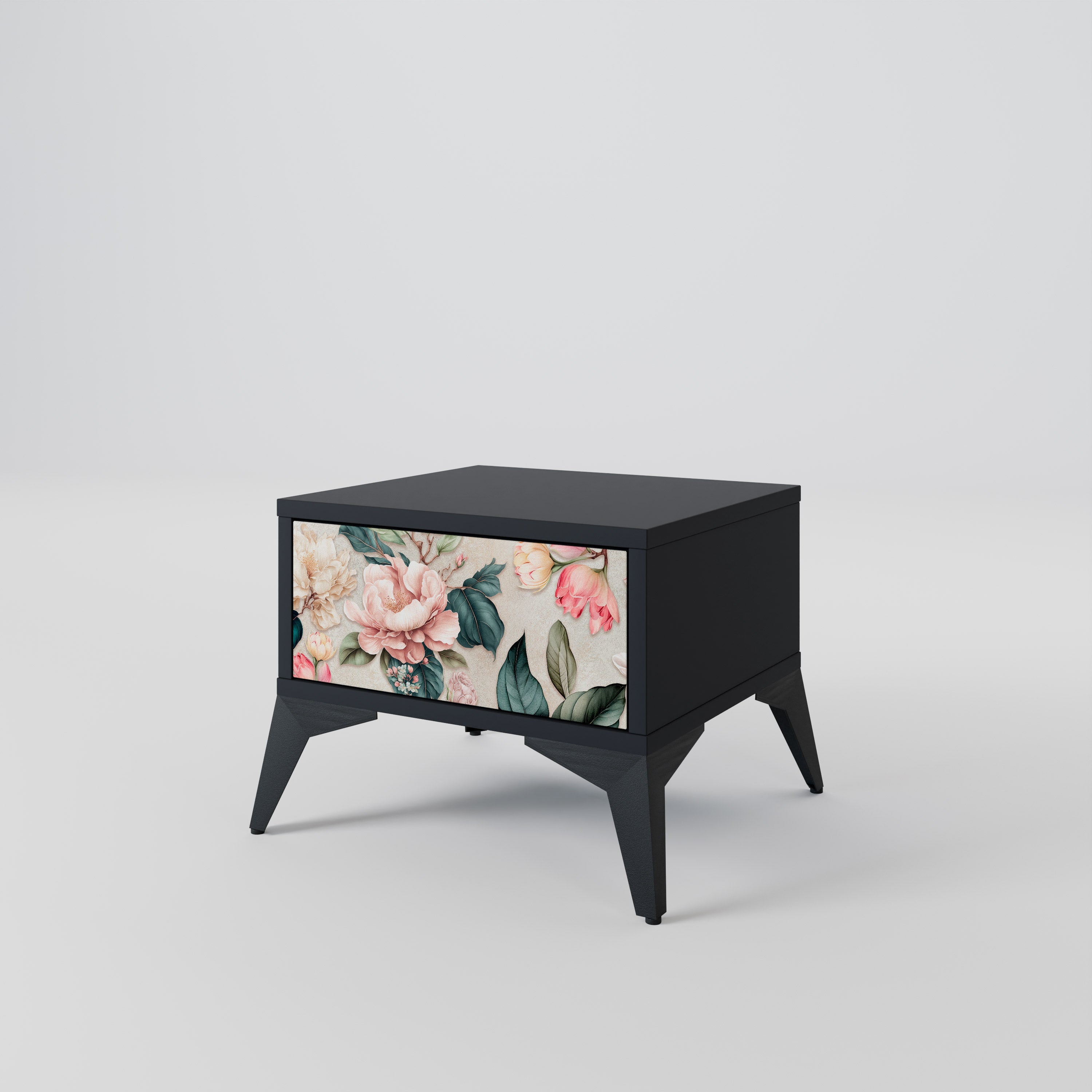 FLORAL GRACE Szafka nocna Czarna