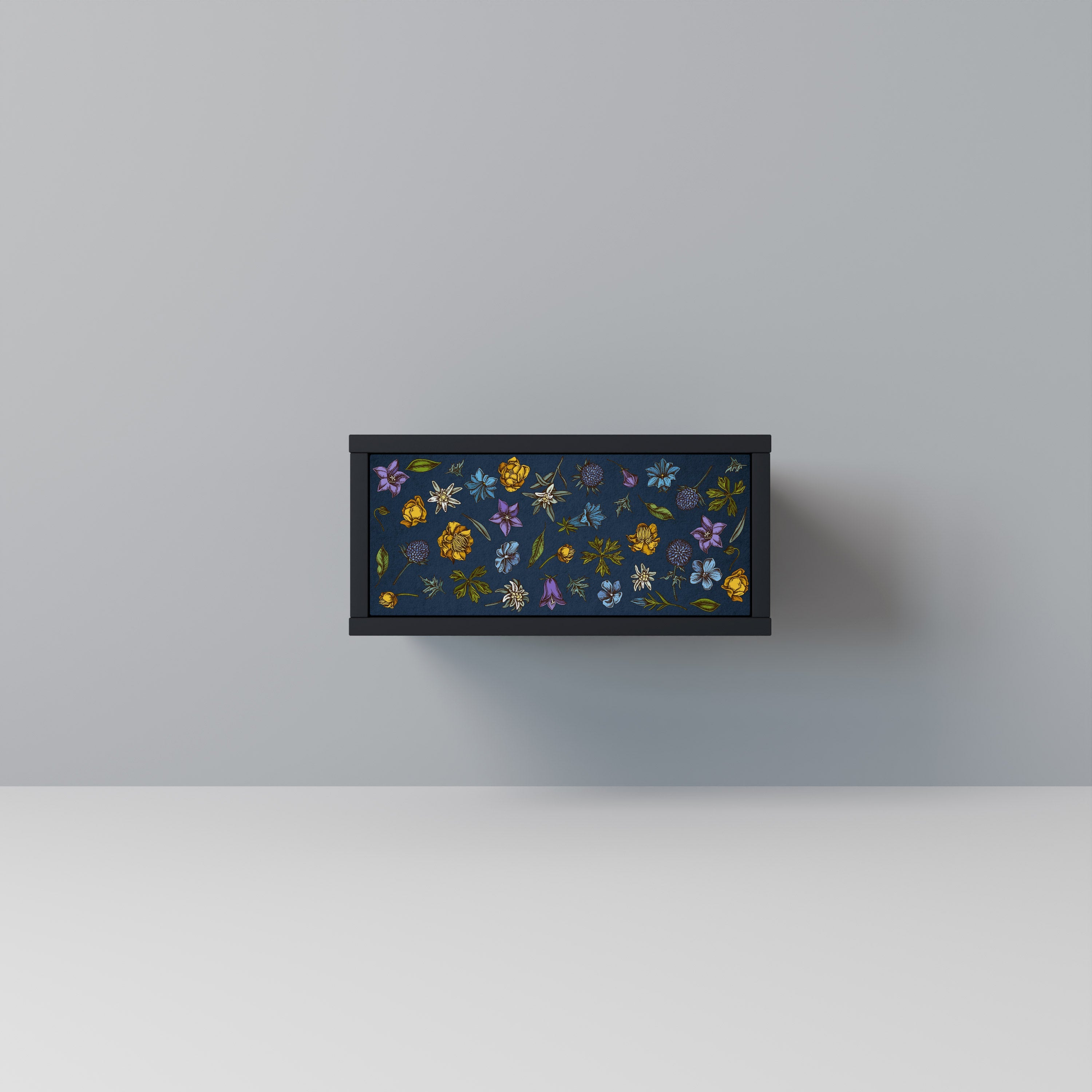 FLOWERS ON NAVY BLUE Szafka nocna Czarna