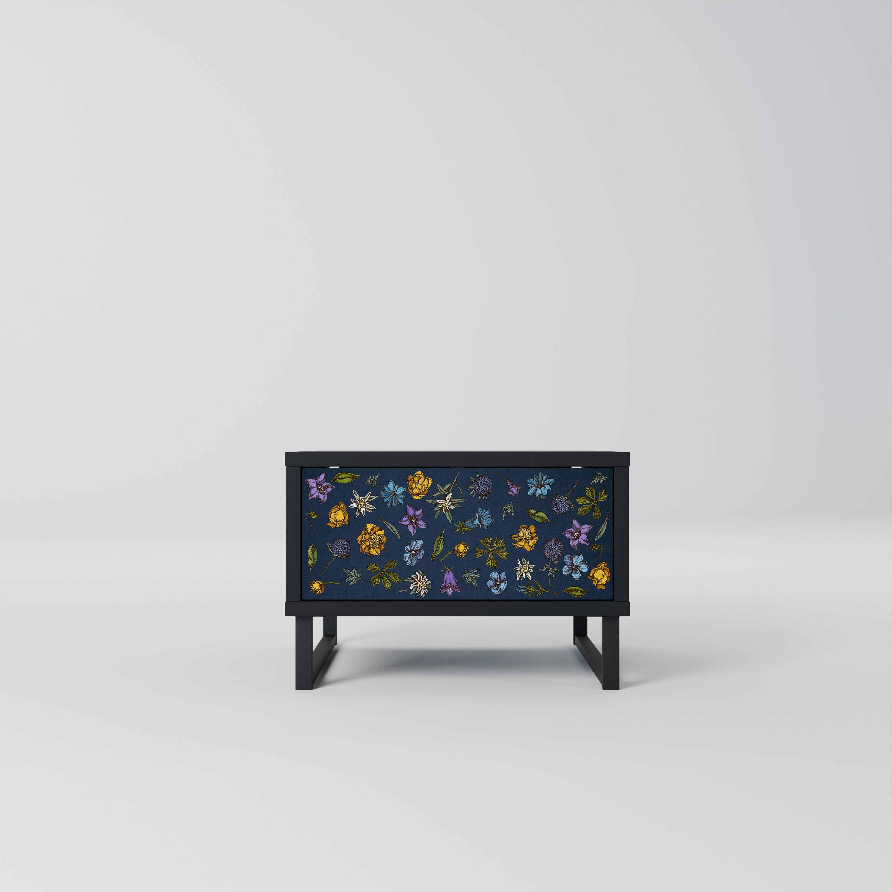 FLOWERS ON NAVY BLUE Szafka nocna Czarna
