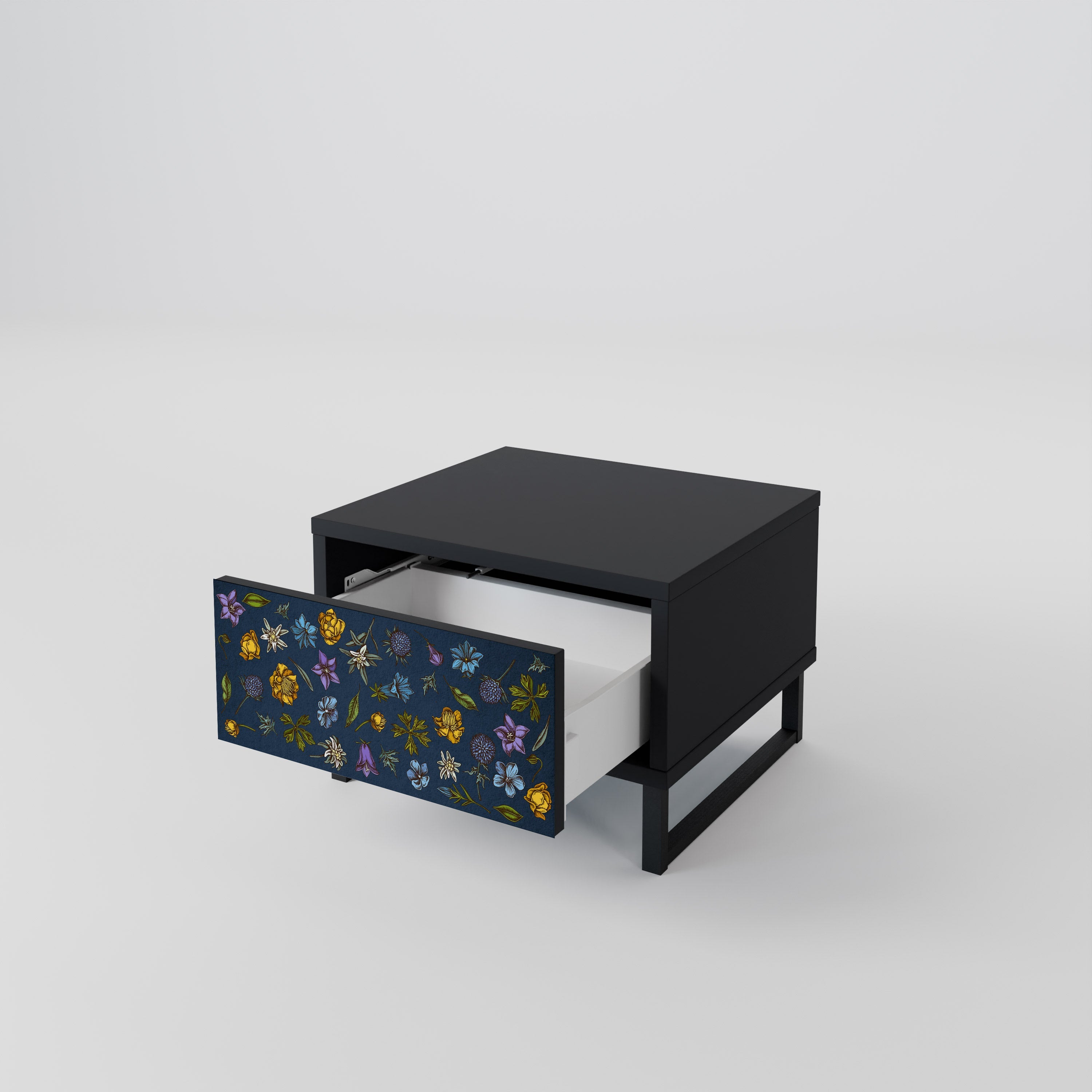 FLOWERS ON NAVY BLUE Szafka nocna Czarna