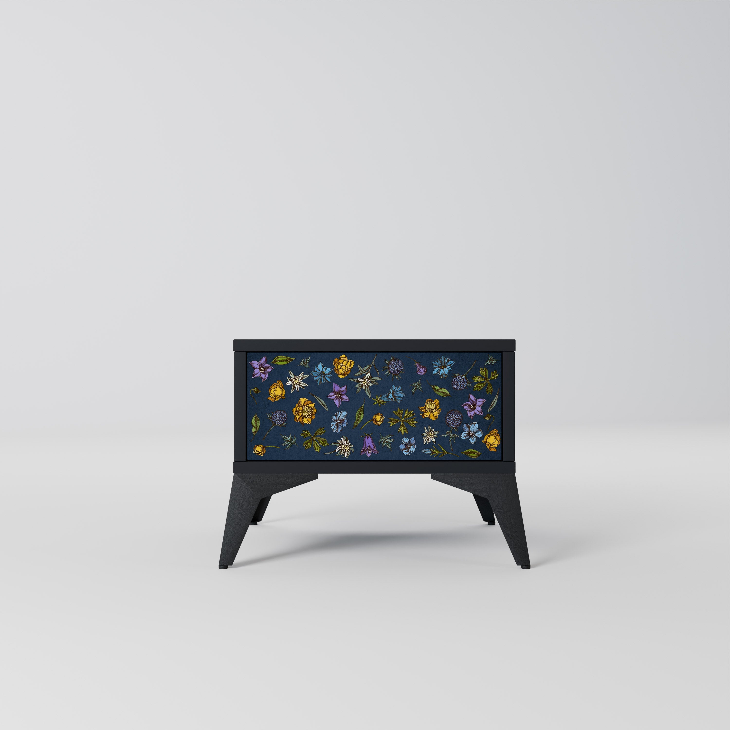 FLOWERS ON NAVY BLUE Szafka nocna Czarna