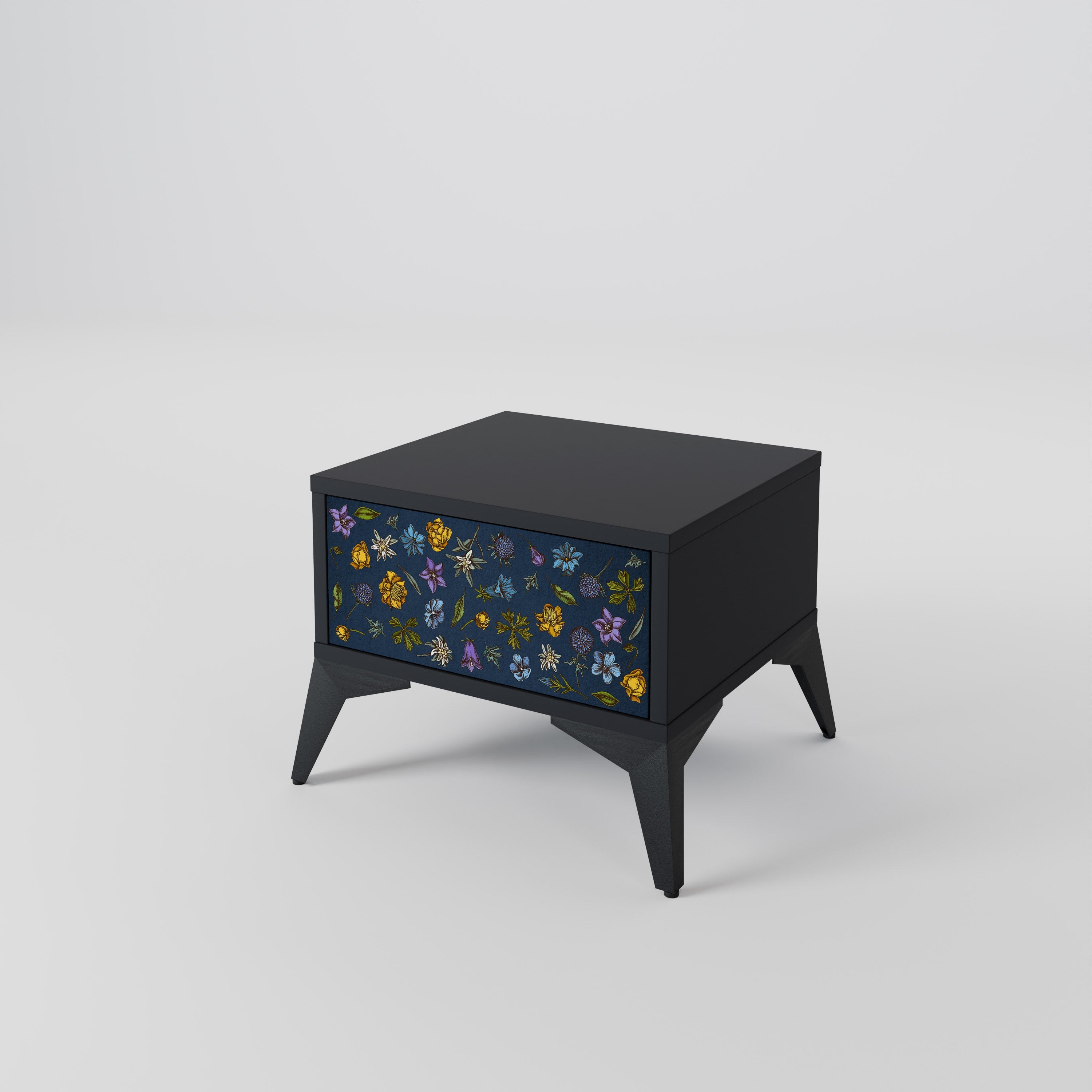 FLOWERS ON NAVY BLUE Szafka nocna Czarna