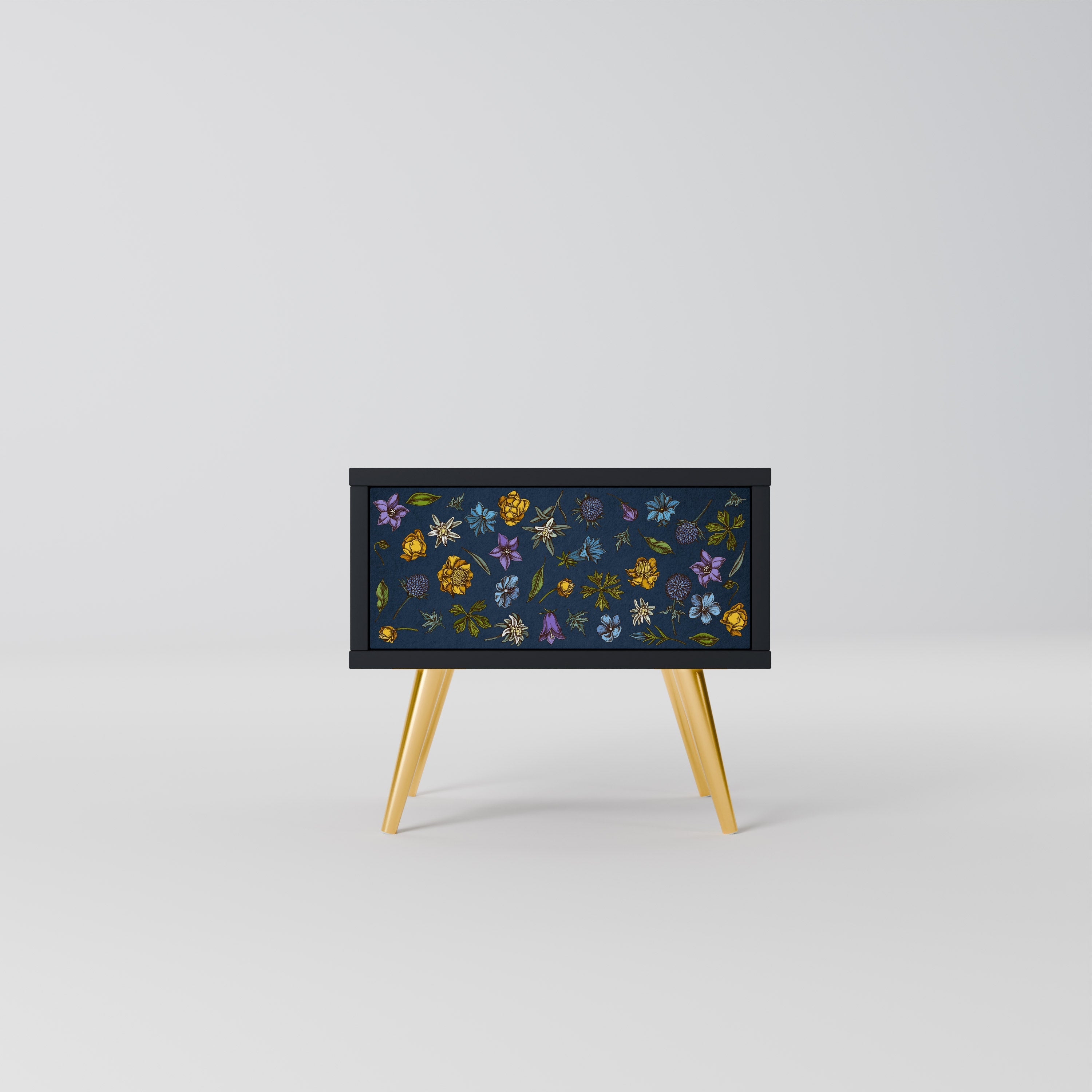 FLOWERS ON NAVY BLUE Szafka nocna Czarna
