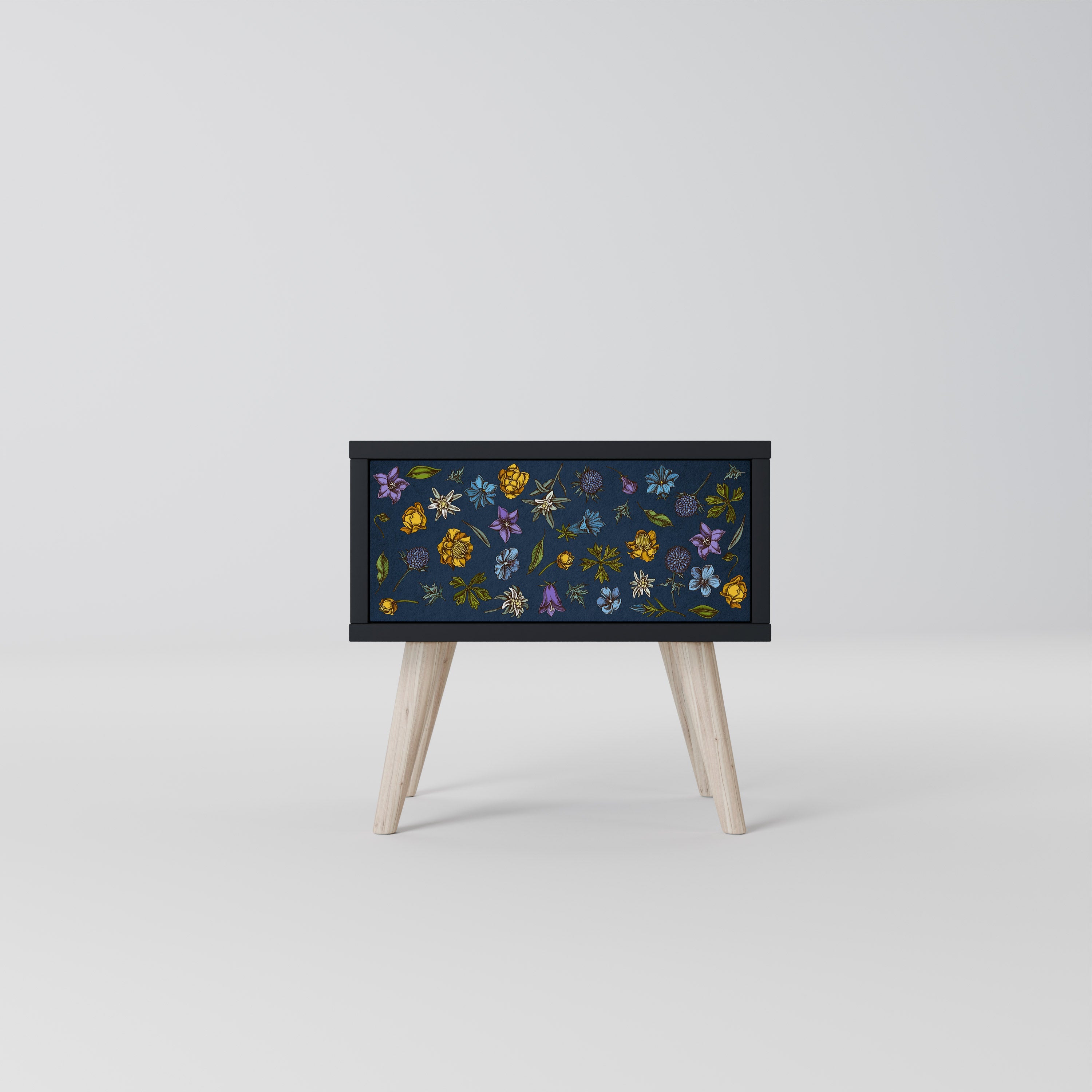 FLOWERS ON NAVY BLUE Szafka nocna Czarna