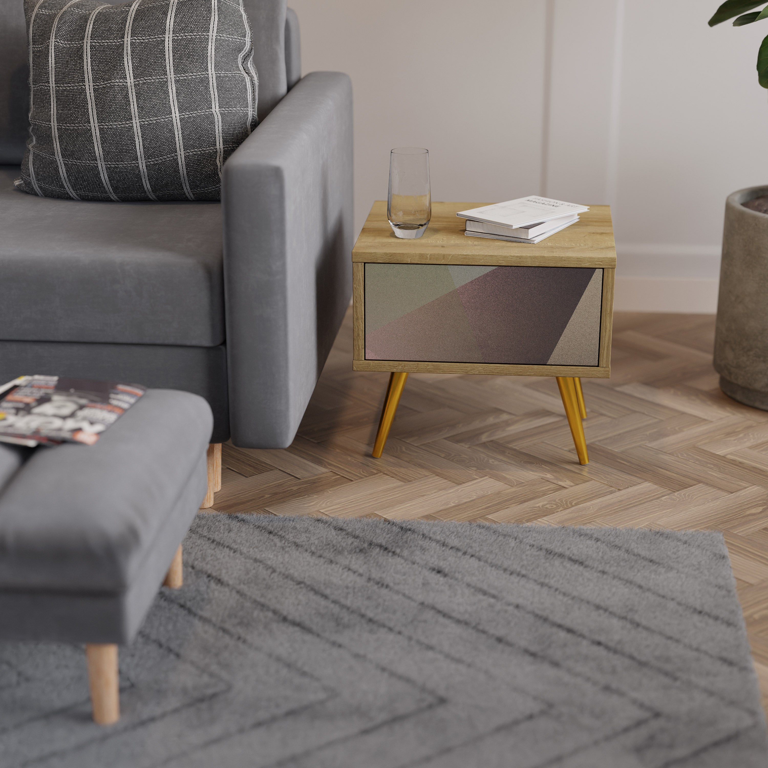 BEIGE GEOMETRY Szafka nocna