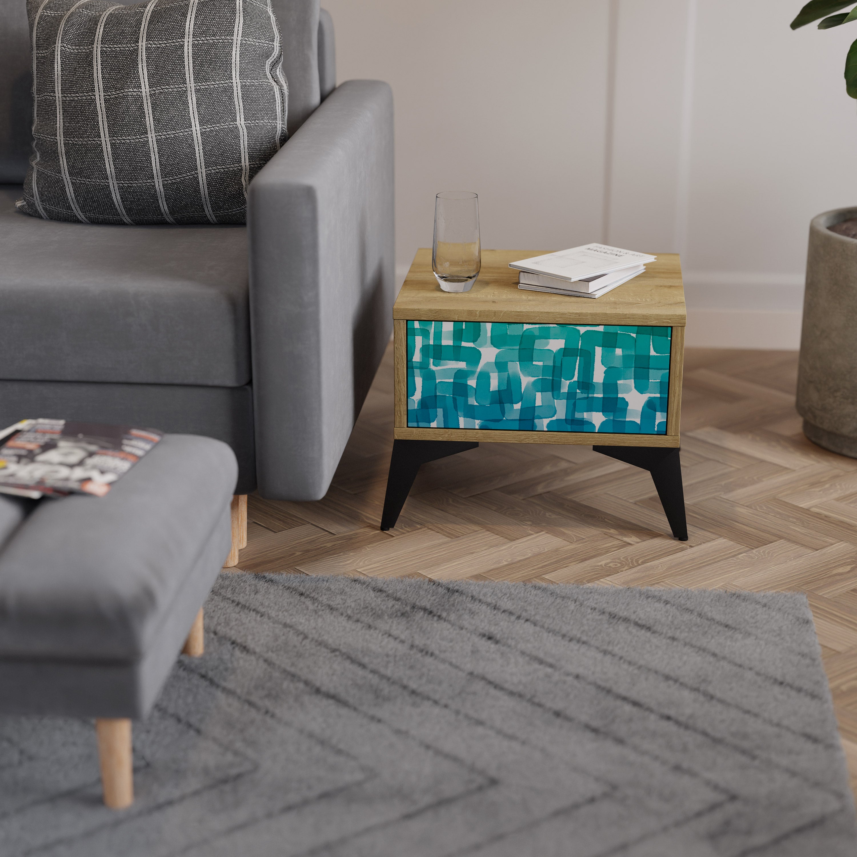 TURQUOISE RECTANGLES Szafka nocna