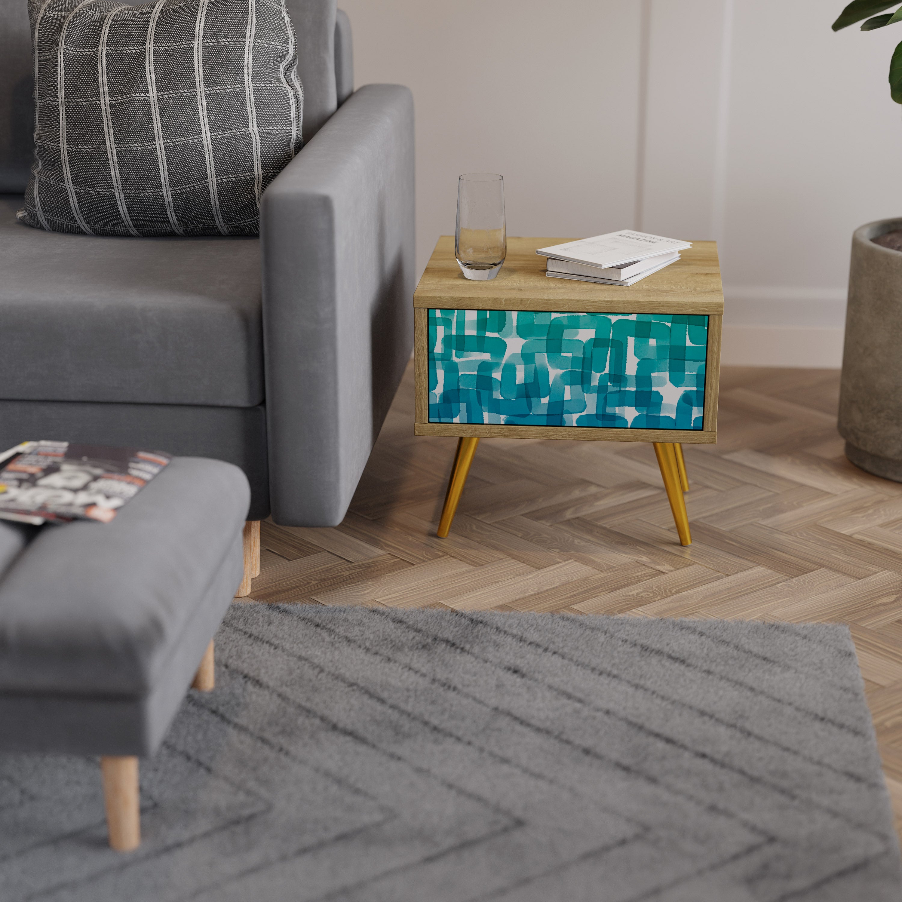 TURQUOISE RECTANGLES Szafka nocna