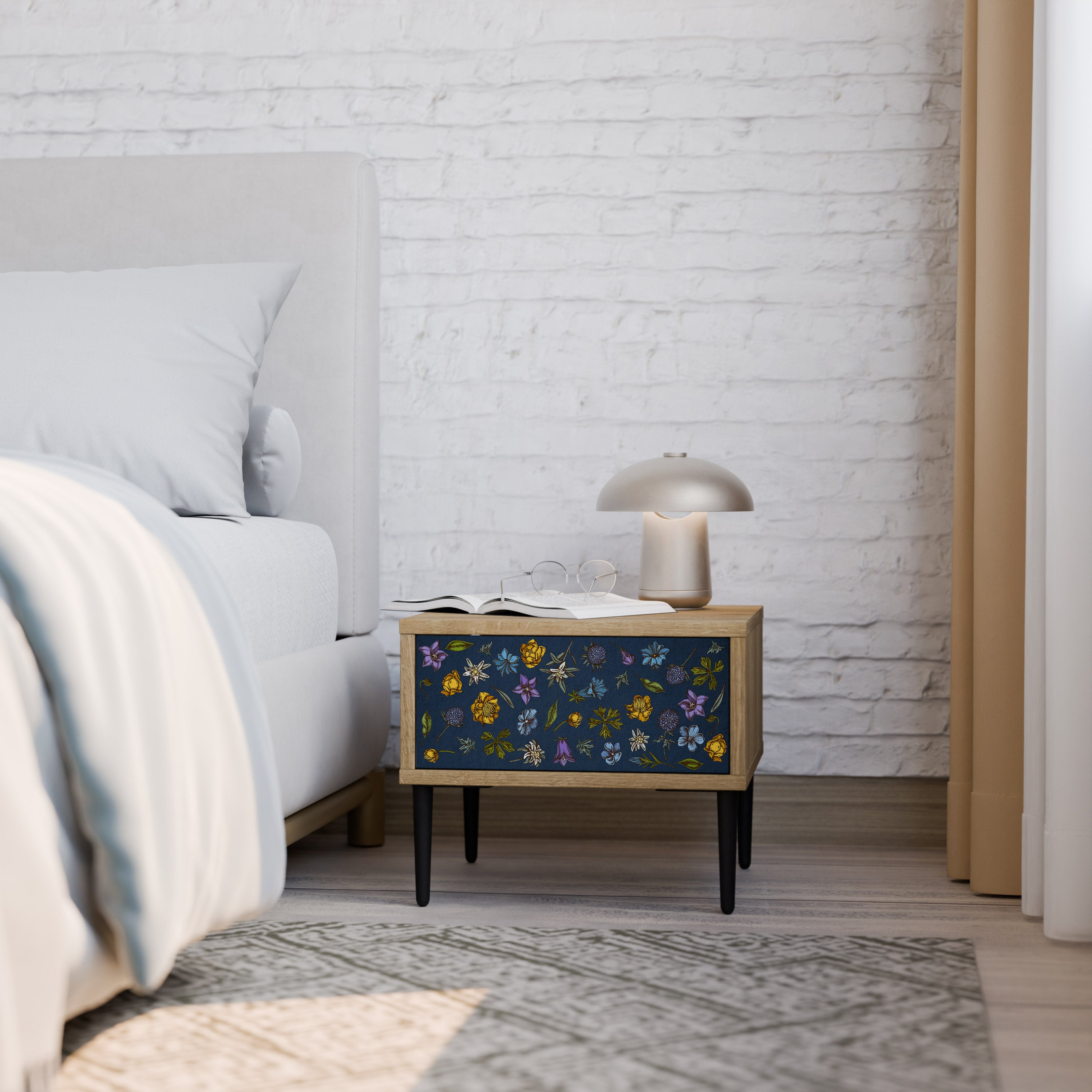 FLOWERS ON NAVY BLUE Szafka nocna