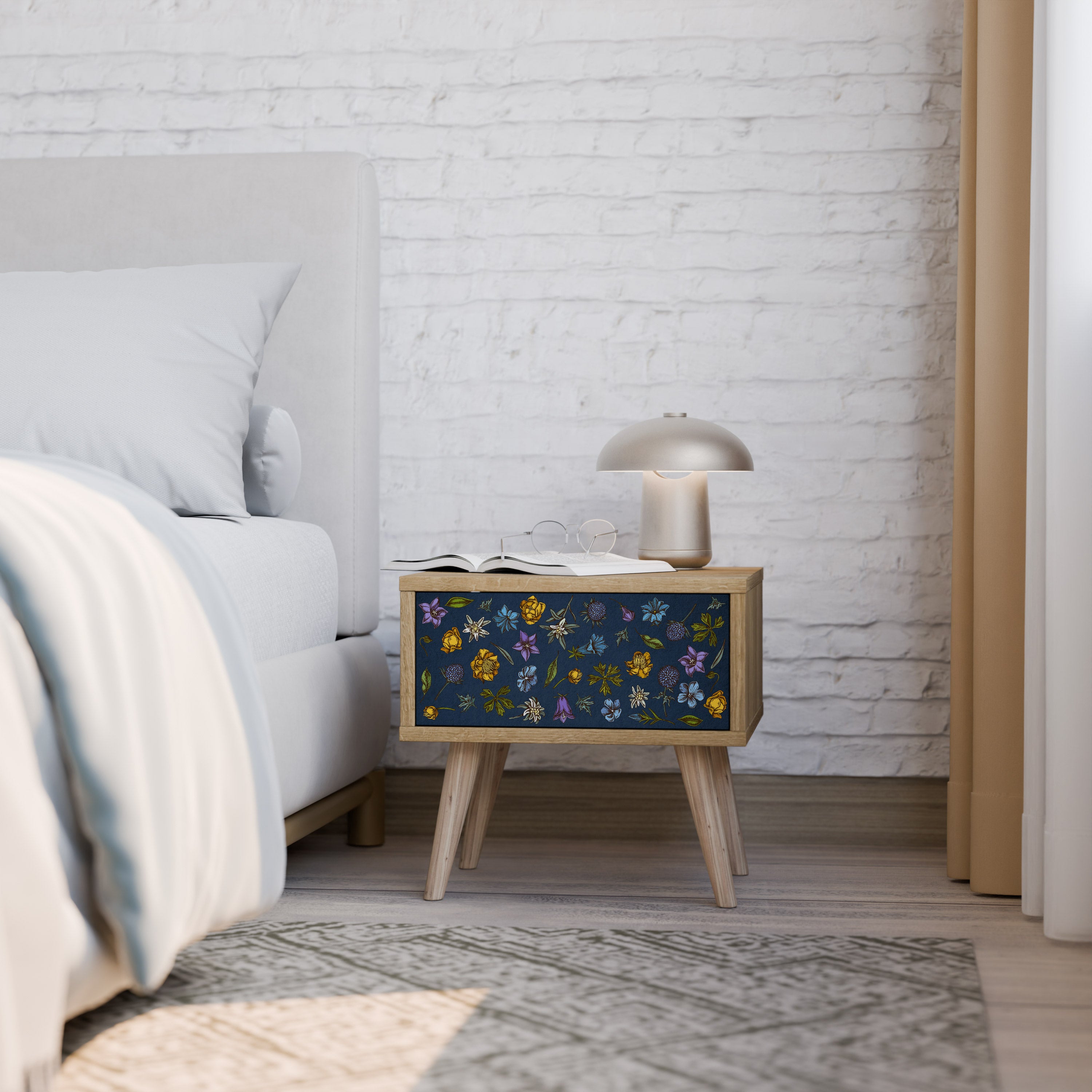 FLOWERS ON NAVY BLUE Szafka nocna