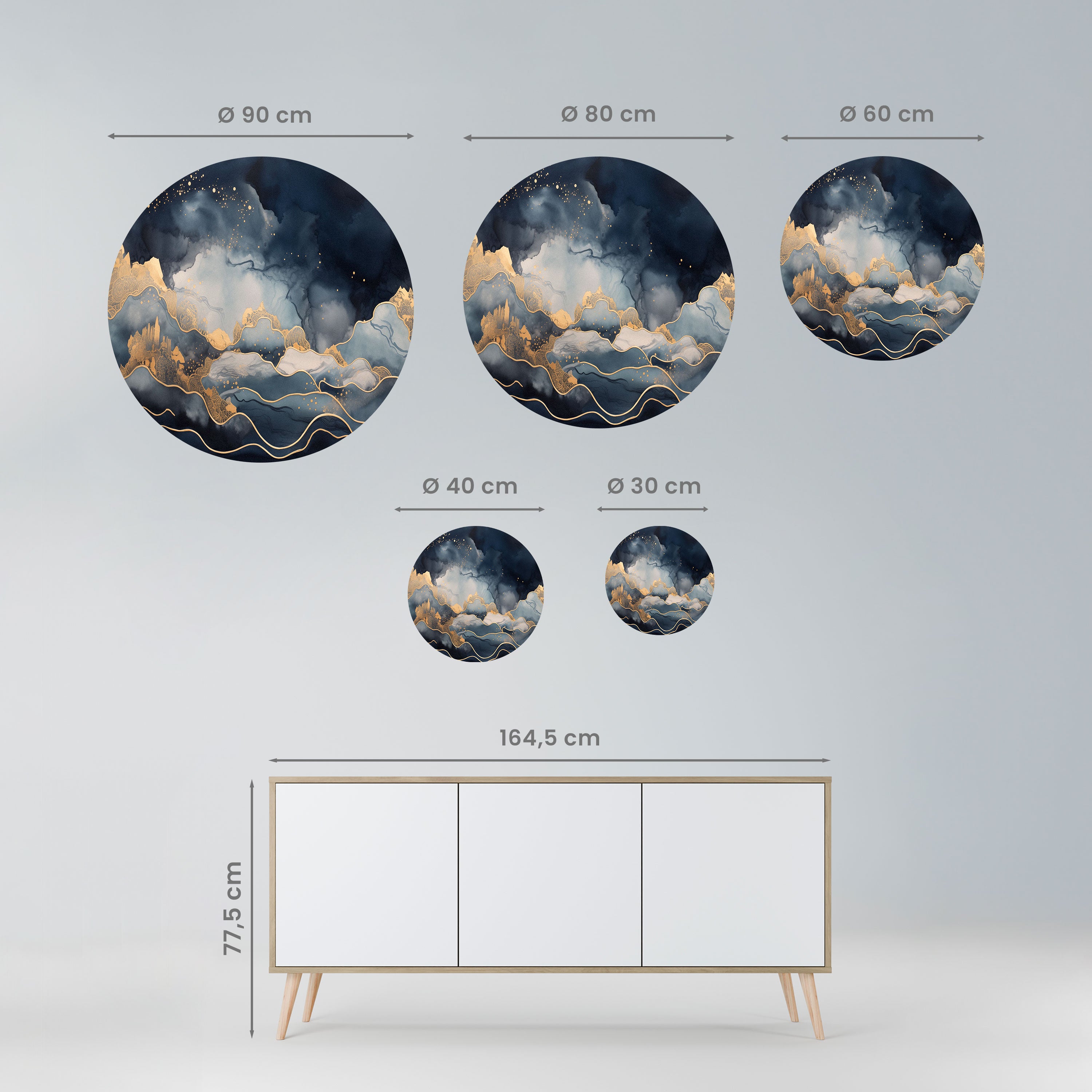 GOLDEN PEAK OF BLUE Naklejka okrągła