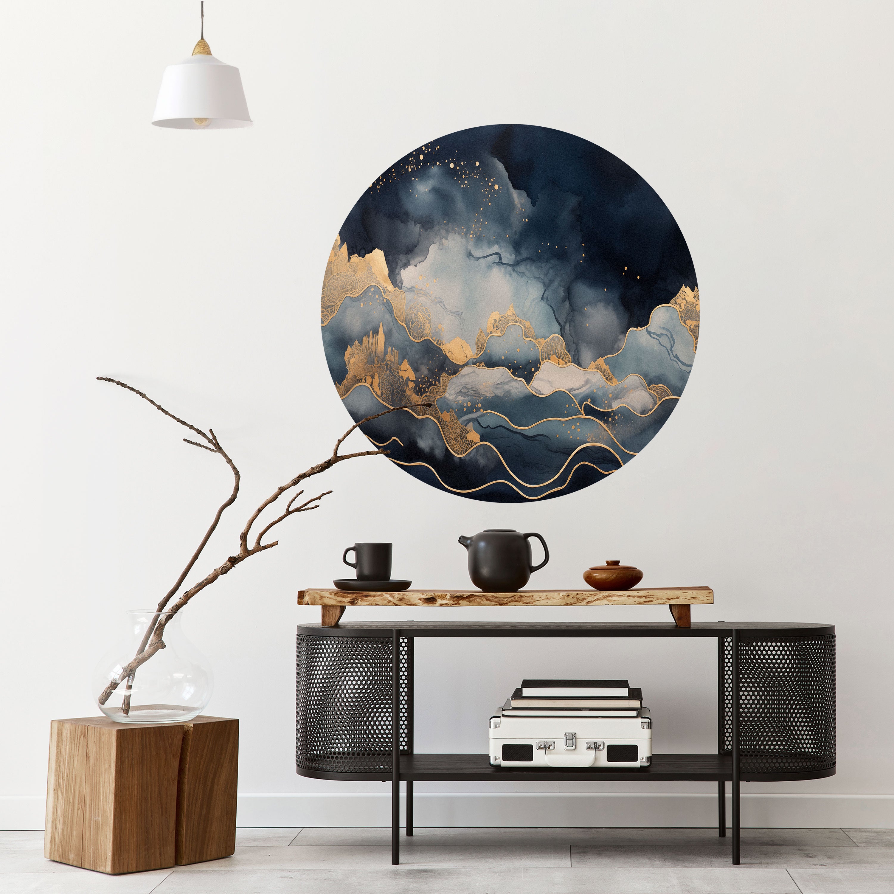 GOLDEN PEAK OF BLUE Naklejka okrągła