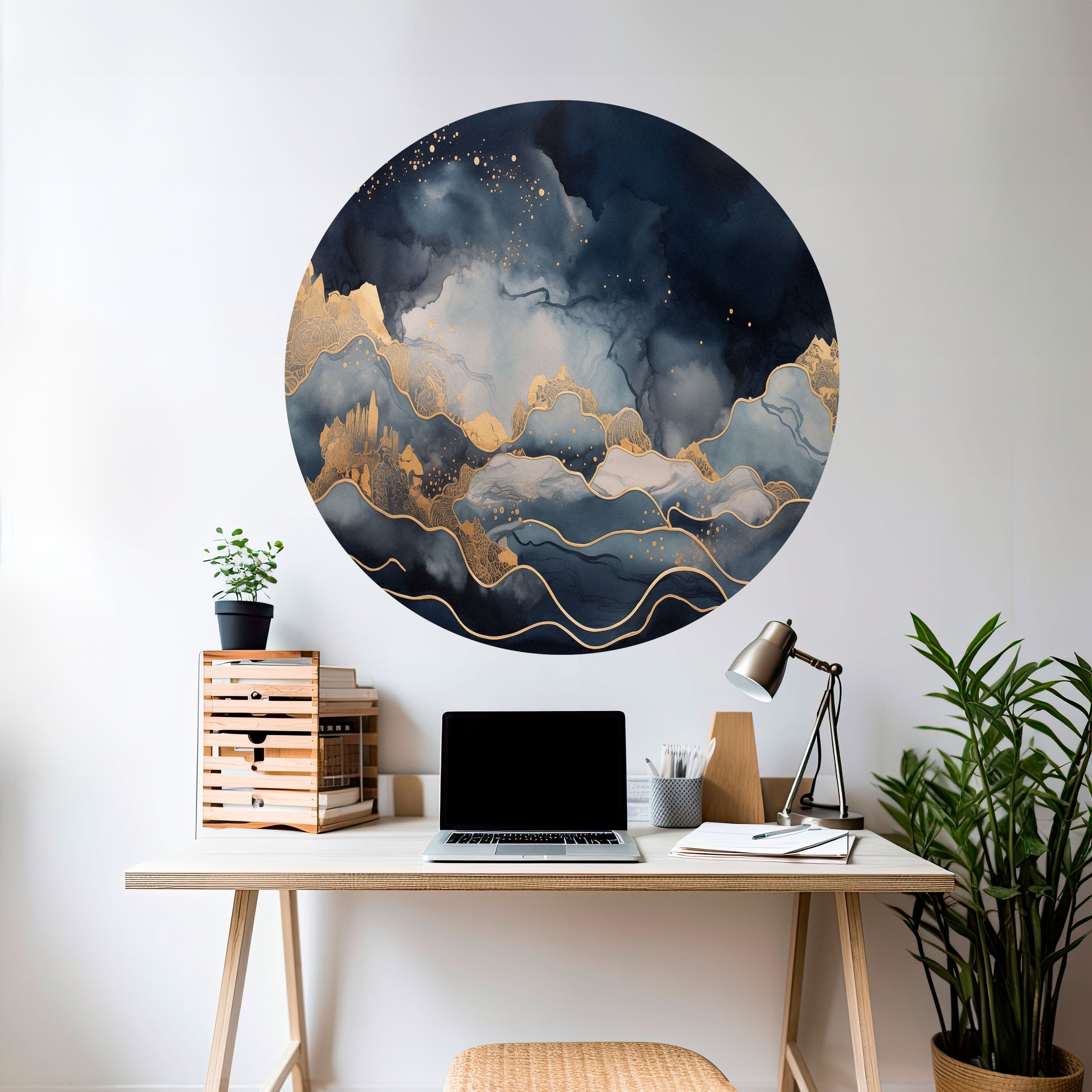 GOLDEN PEAK OF BLUE Naklejka okrągła