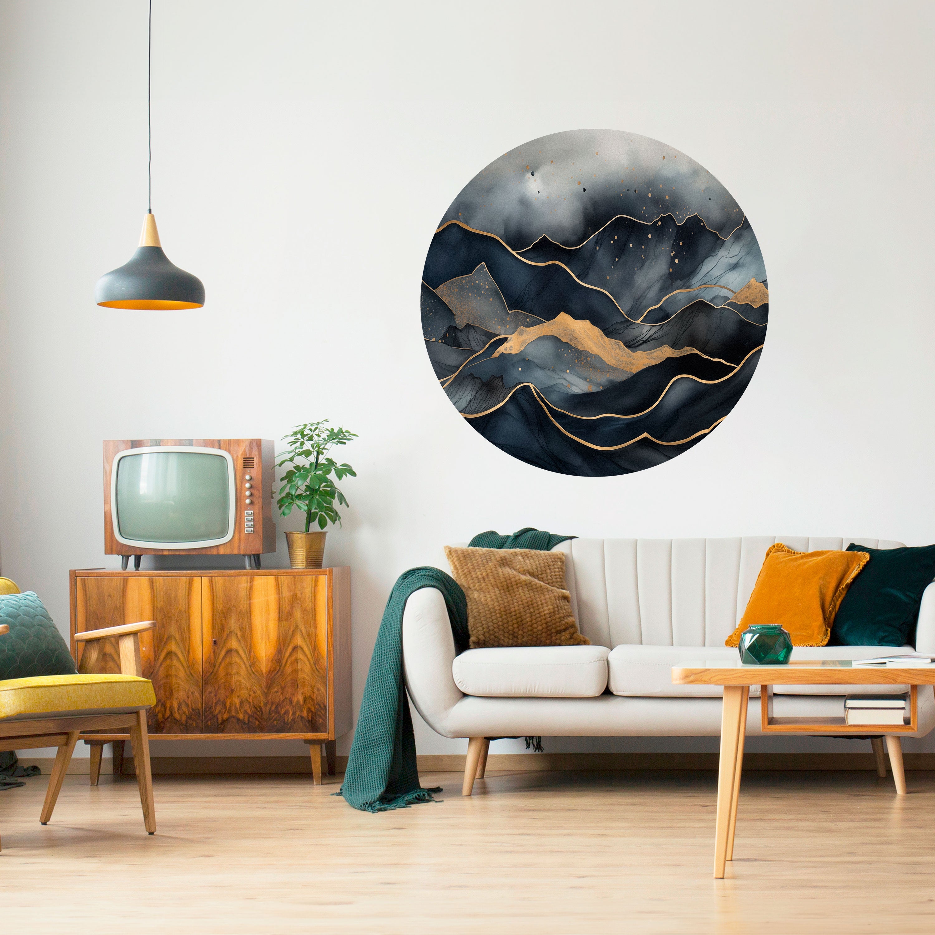 GOLDEN SUMMIT SERENITY Naklejka okrągła