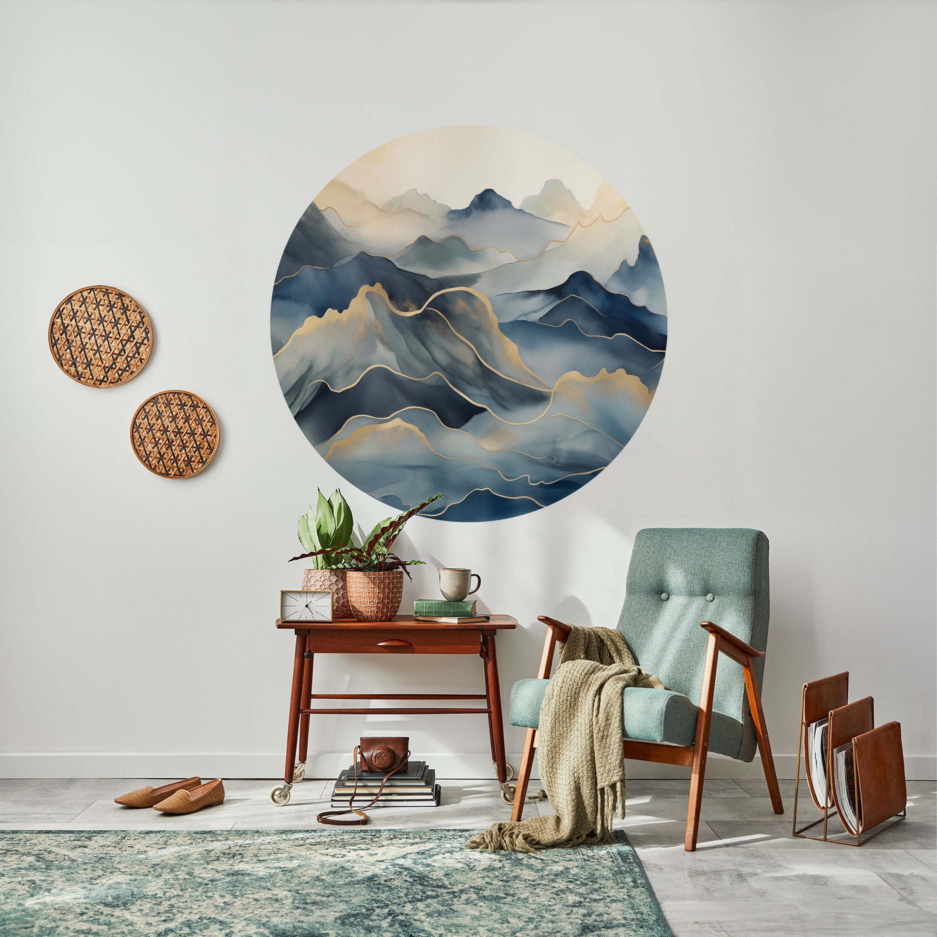 GOLDEN MOUNTAIN FOG Naklejka okrągła