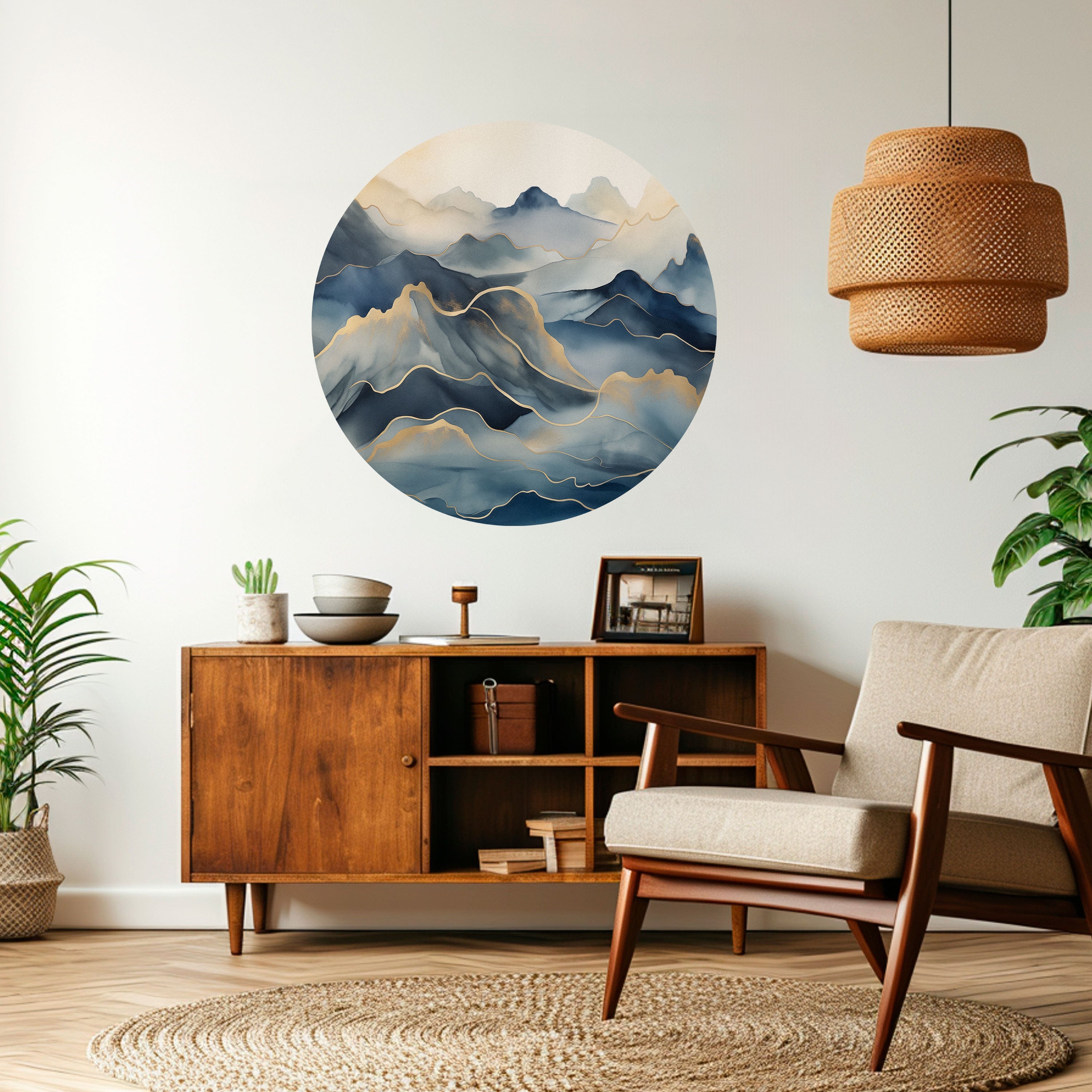 GOLDEN MOUNTAIN FOG Naklejka okrągła