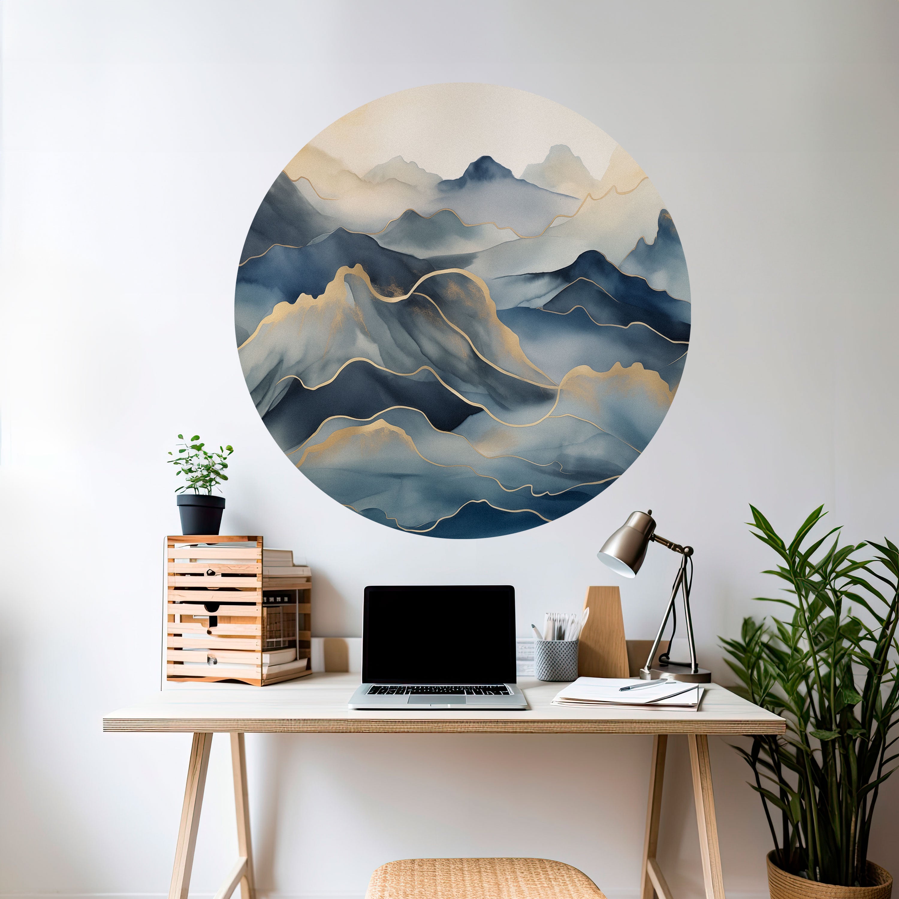 GOLDEN MOUNTAIN FOG Naklejka okrągła