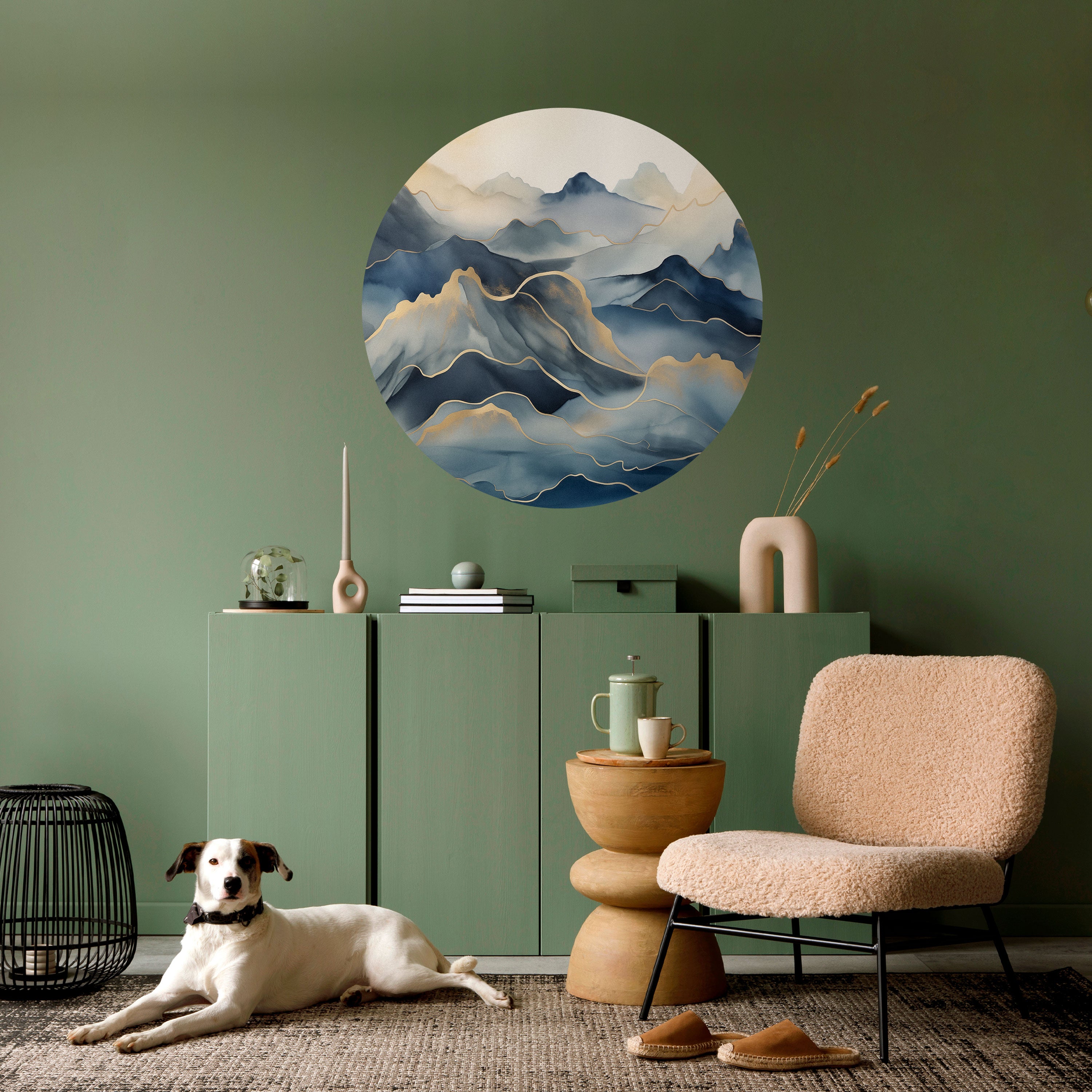 GOLDEN MOUNTAIN FOG Naklejka okrągła