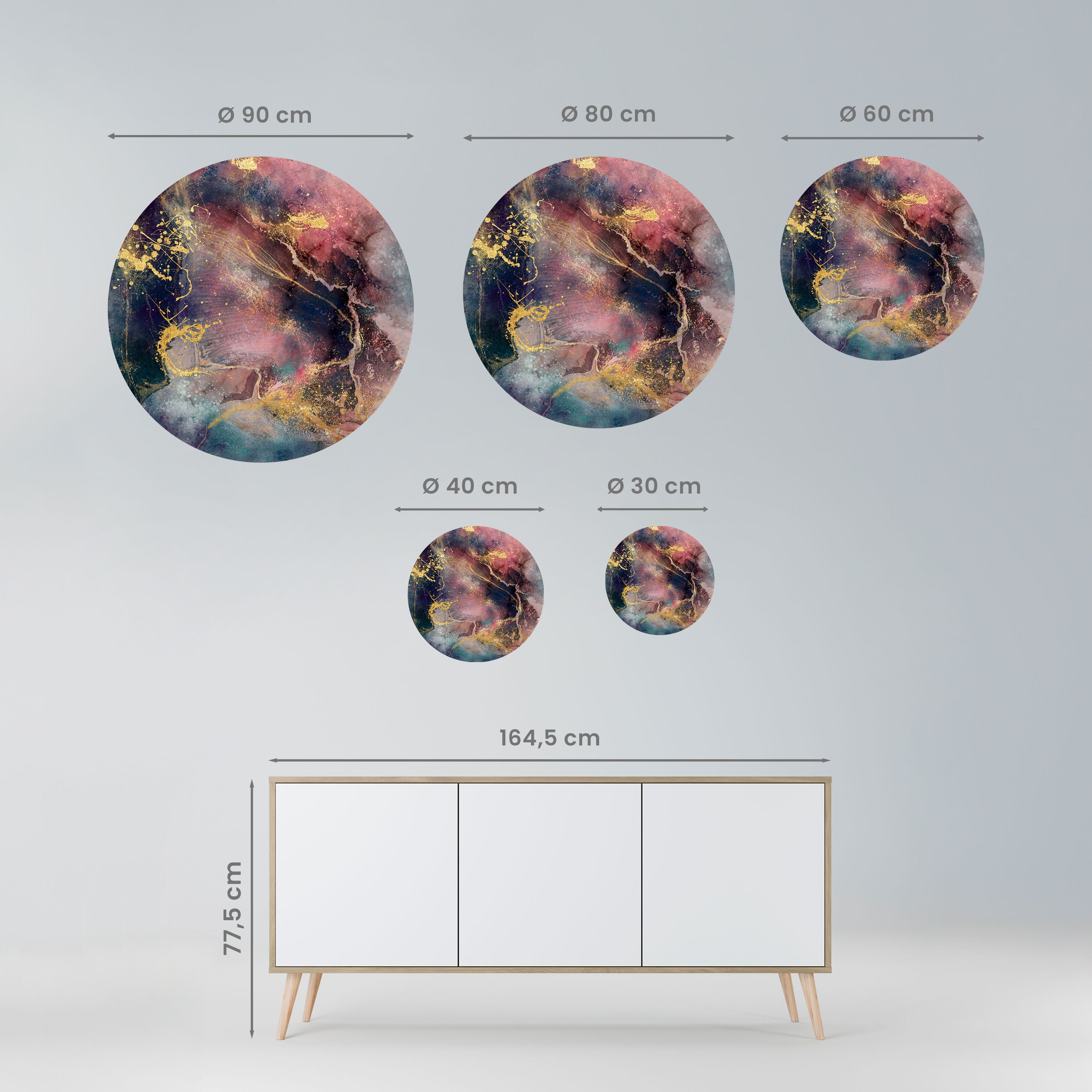 GALAXY GOLDEN DUST Naklejka okrągła