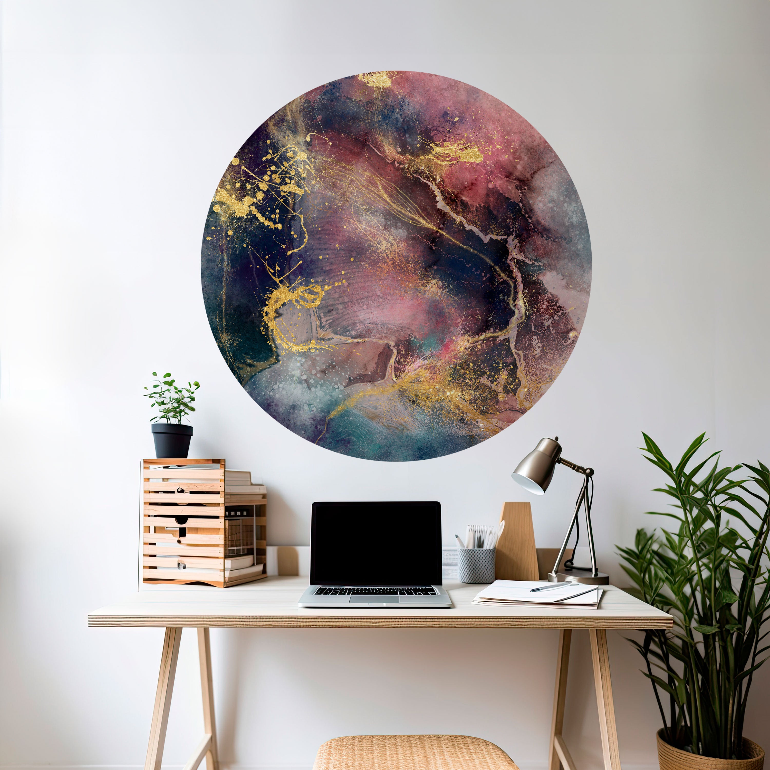 GALAXY GOLDEN DUST Naklejka okrągła