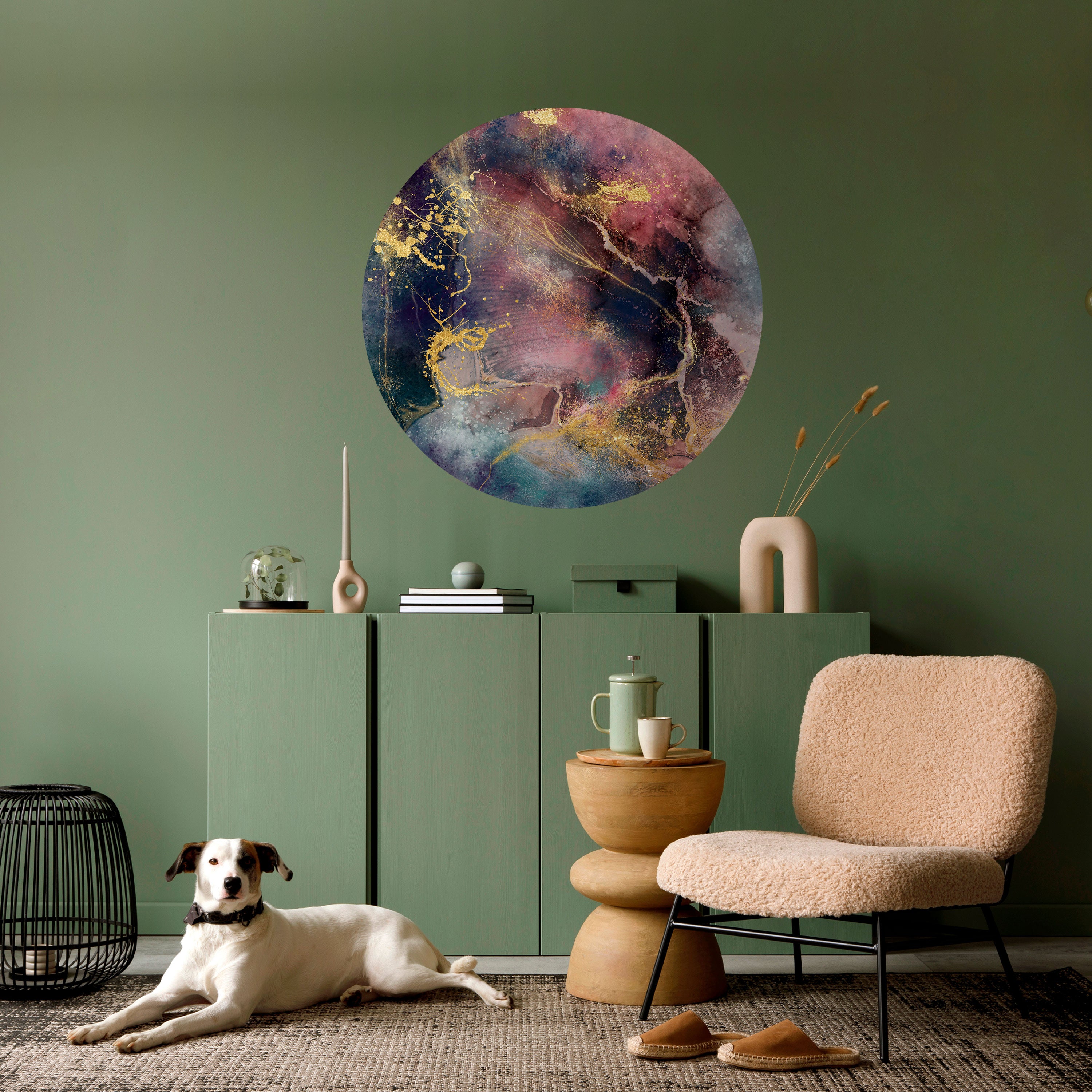 GALAXY GOLDEN DUST Naklejka okrągła