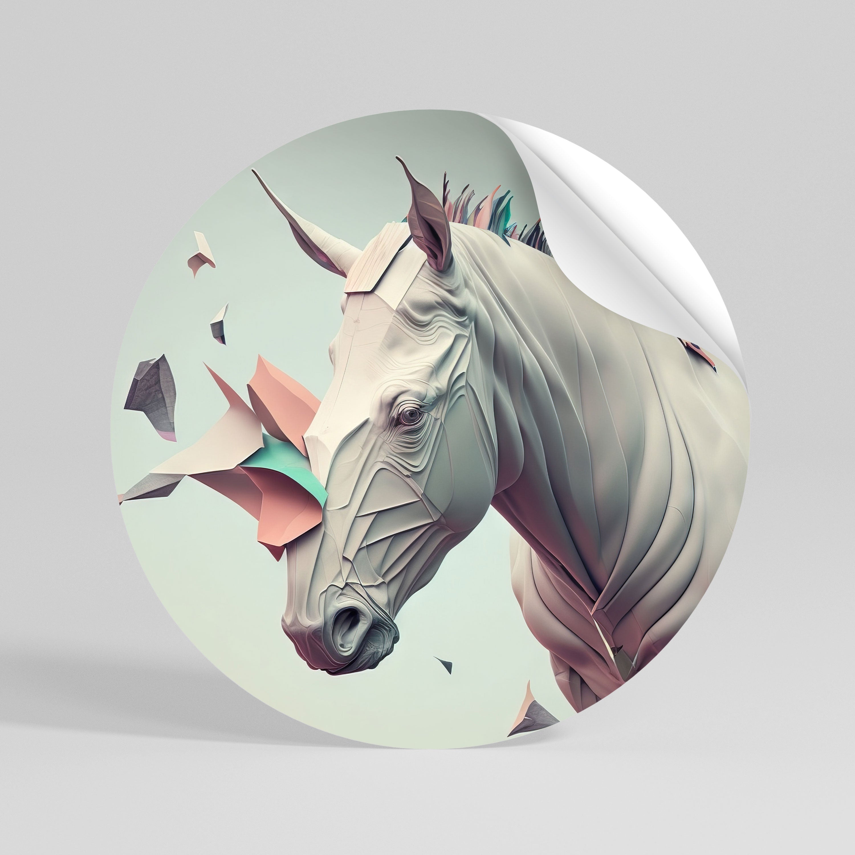 FUTURISTIC HORSE Naklejka - okrągła
