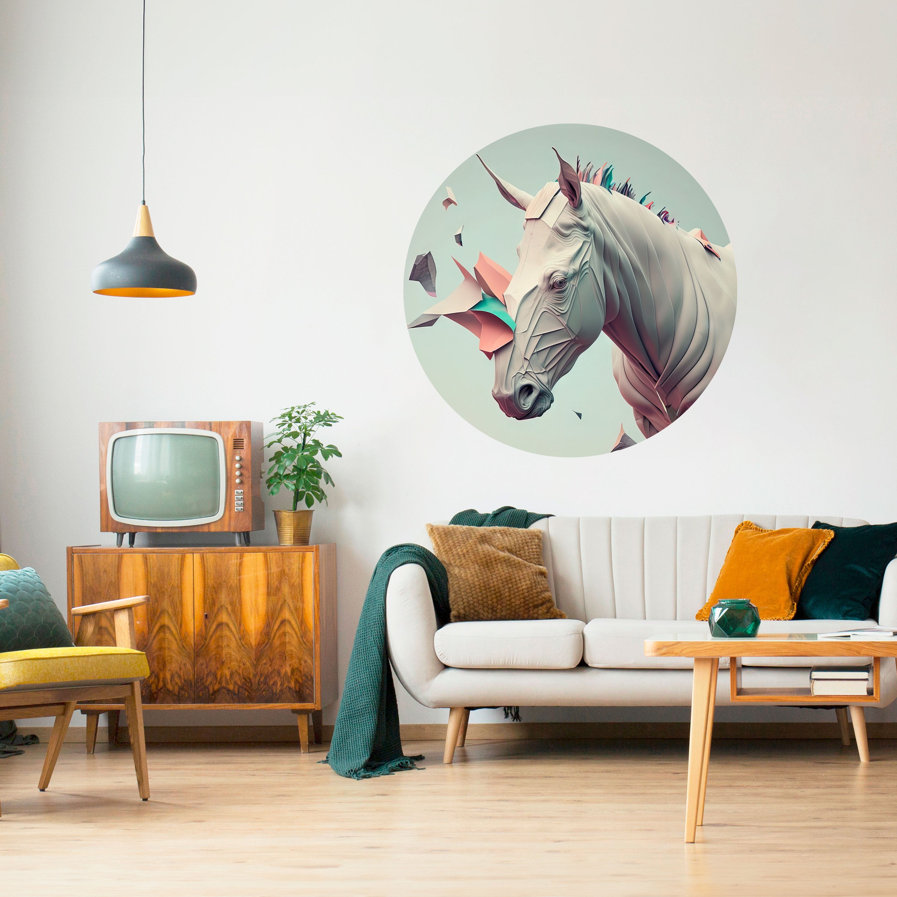 FUTURISTIC HORSE Naklejka okrągła