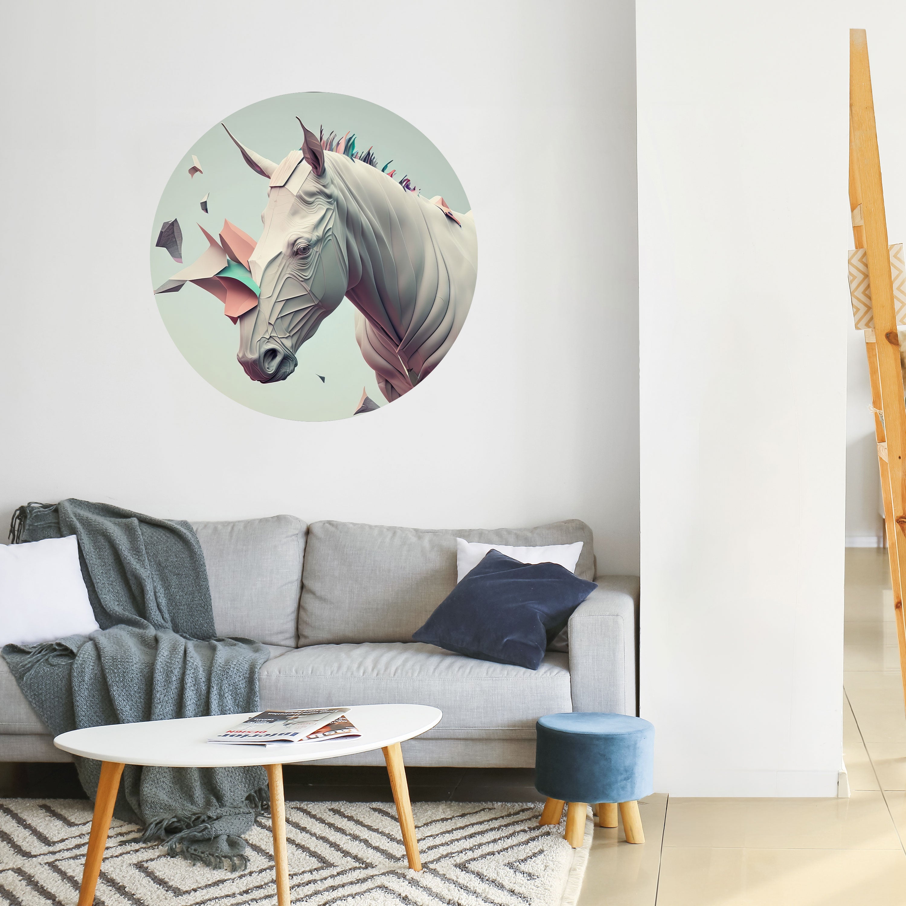 FUTURISTIC HORSE Naklejka okrągła