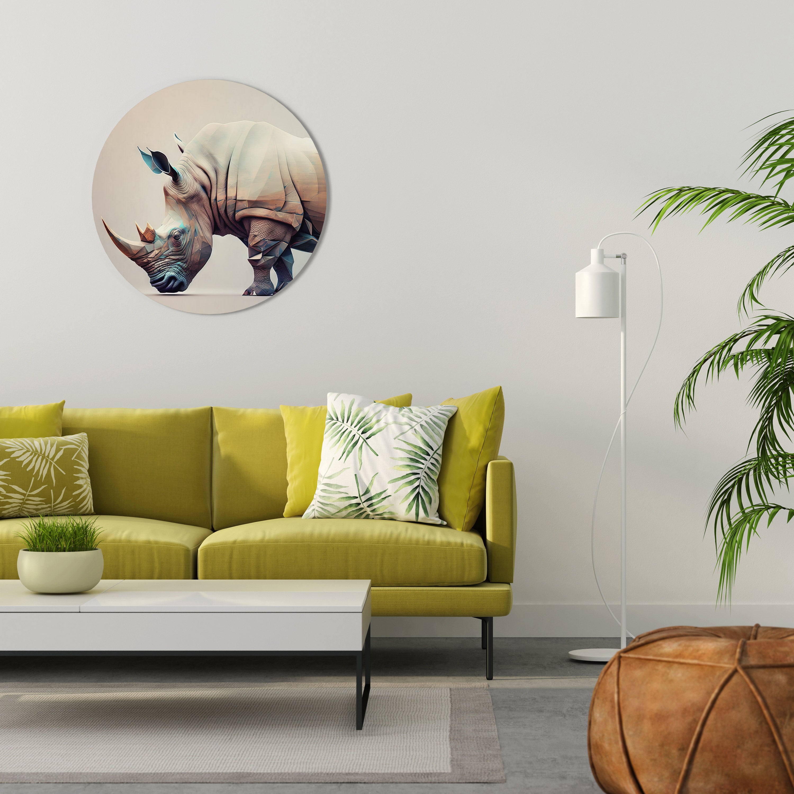 FUTURISTIC RHINO Obraz okrągły