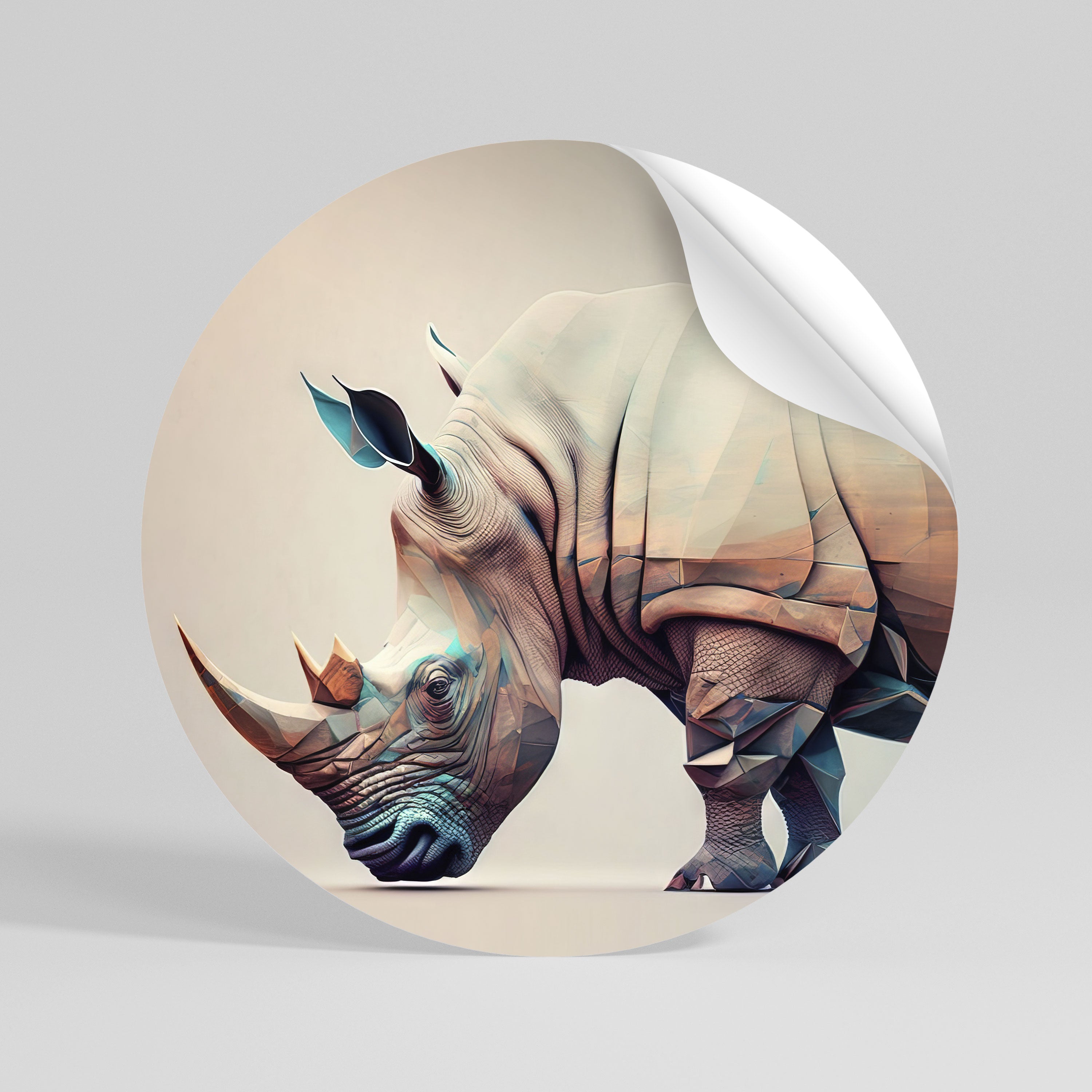 FUTURISTIC RHINO Naklejka - okrągła