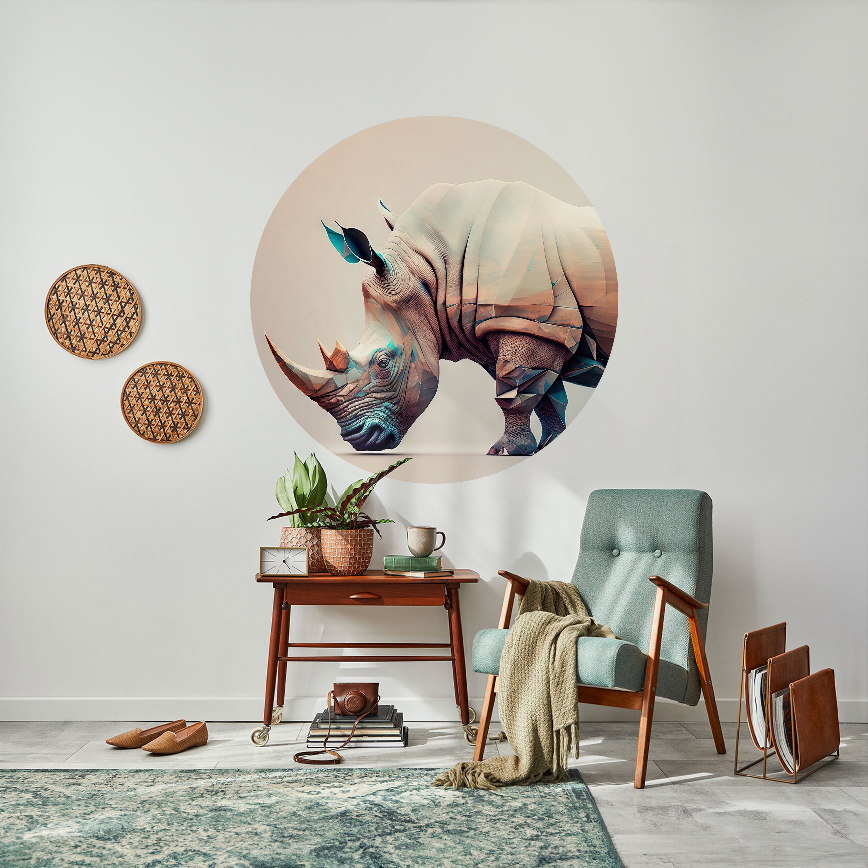 FUTURISTIC RHINO Naklejka okrągła