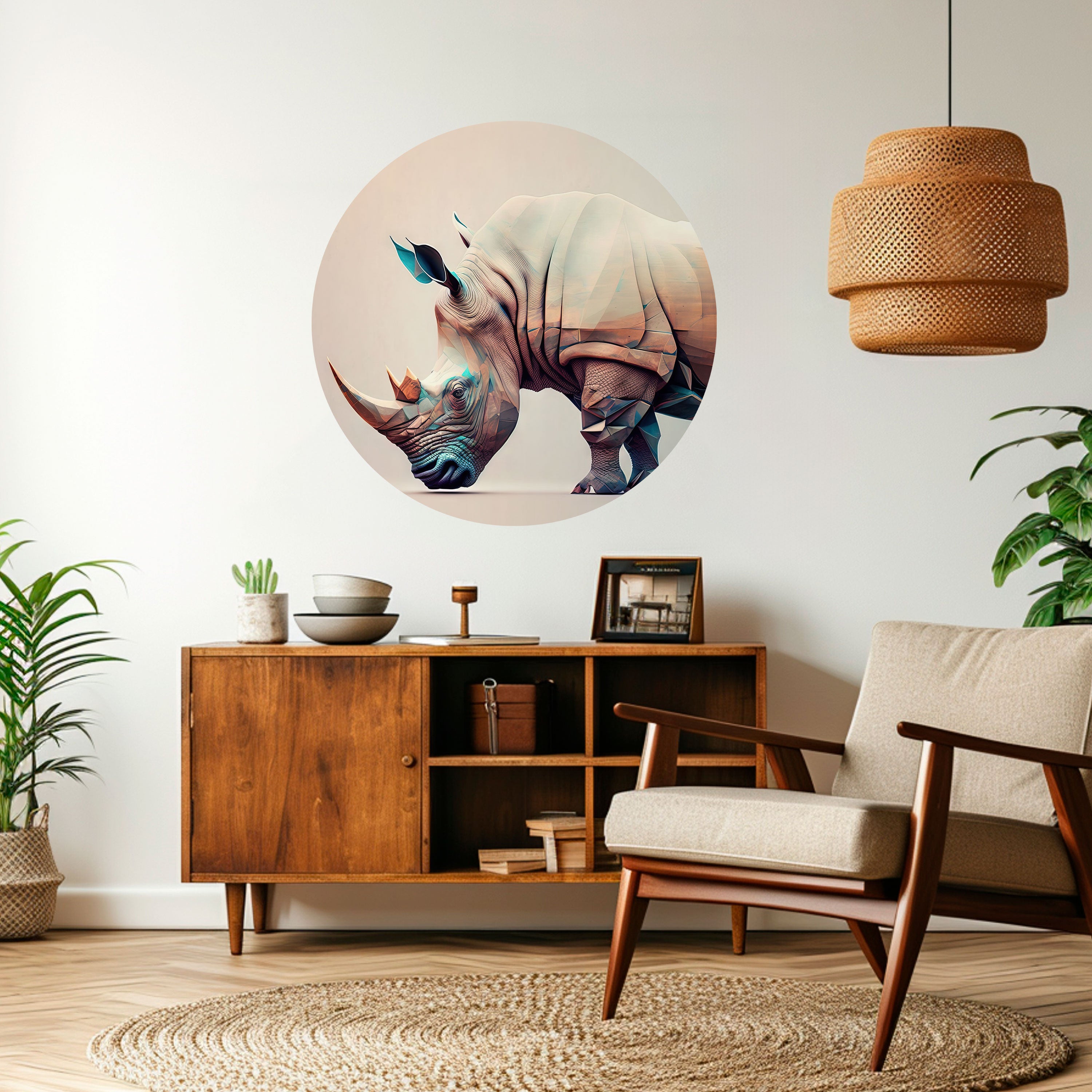 FUTURISTIC RHINO Naklejka okrągła