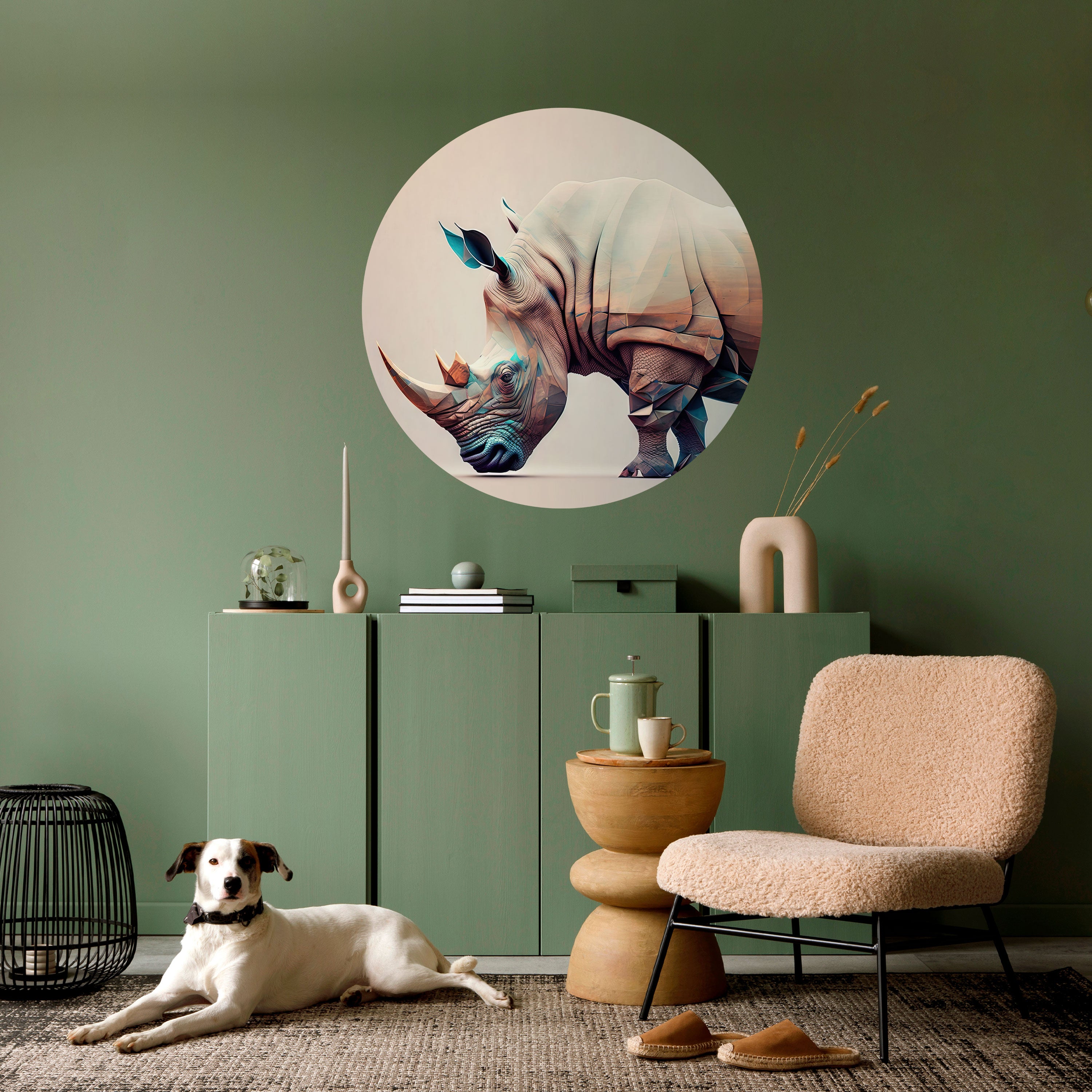 FUTURISTIC RHINO Naklejka okrągła