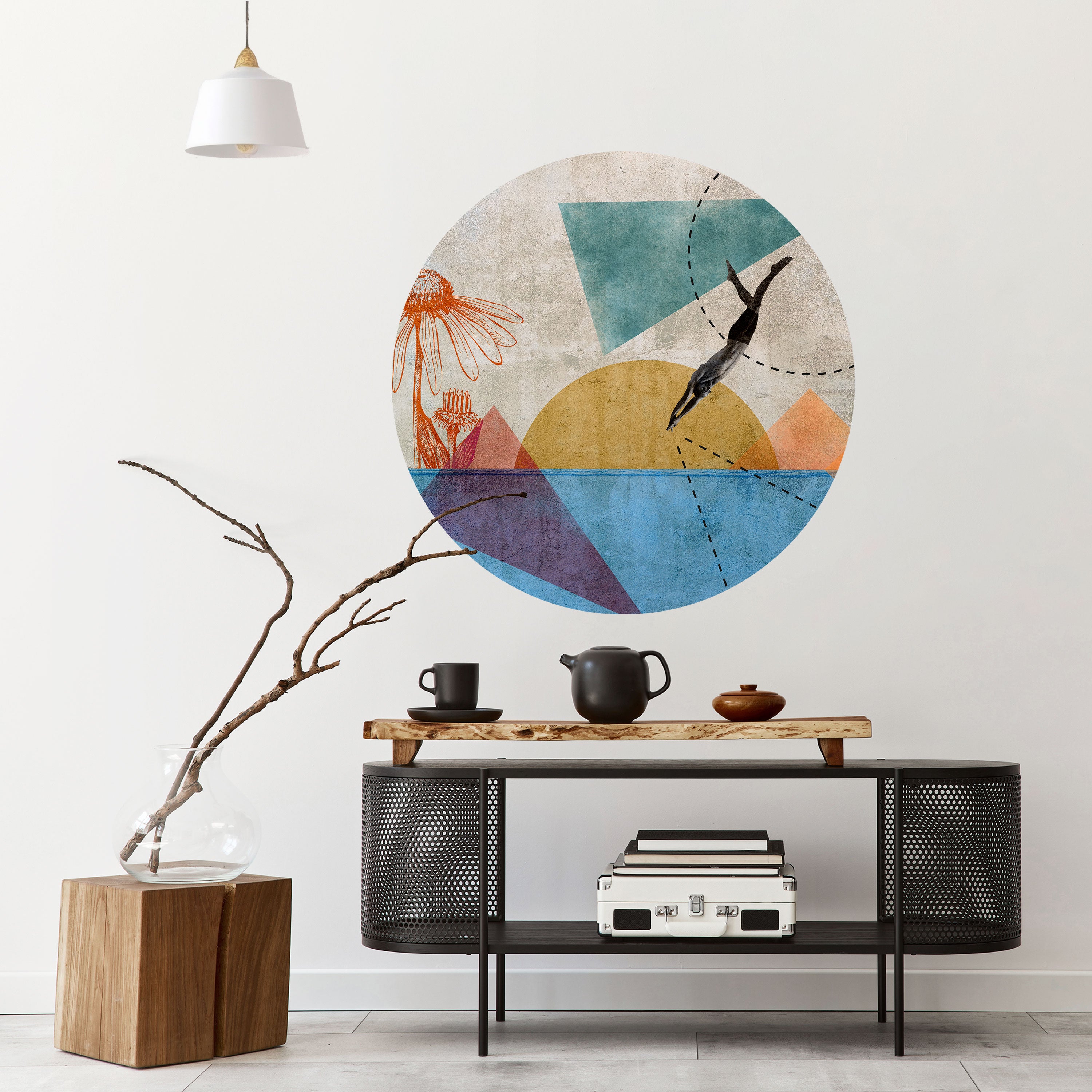 JUMP AROUND THE SHAPES Naklejka okrągła