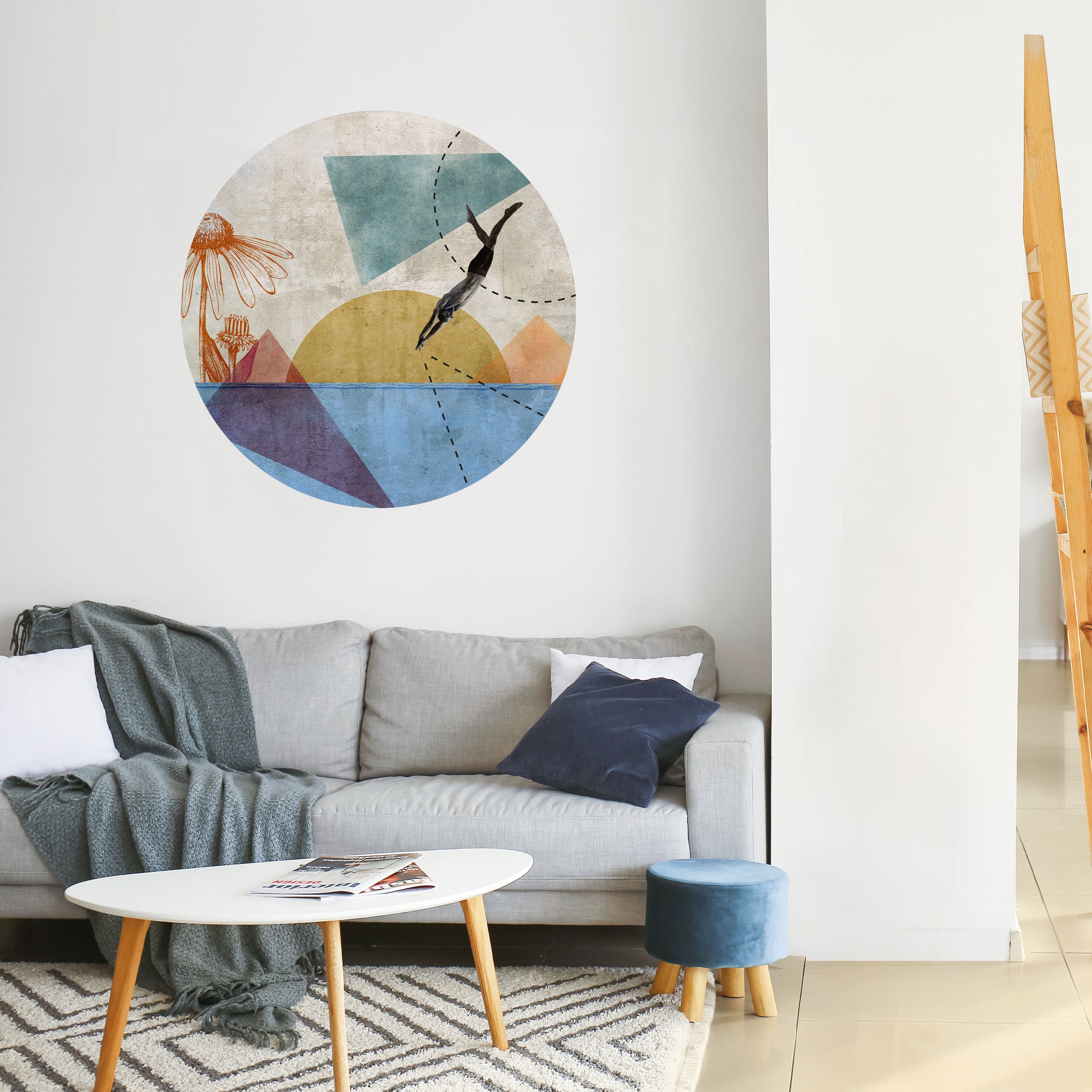 JUMP AROUND THE SHAPES Naklejka okrągła