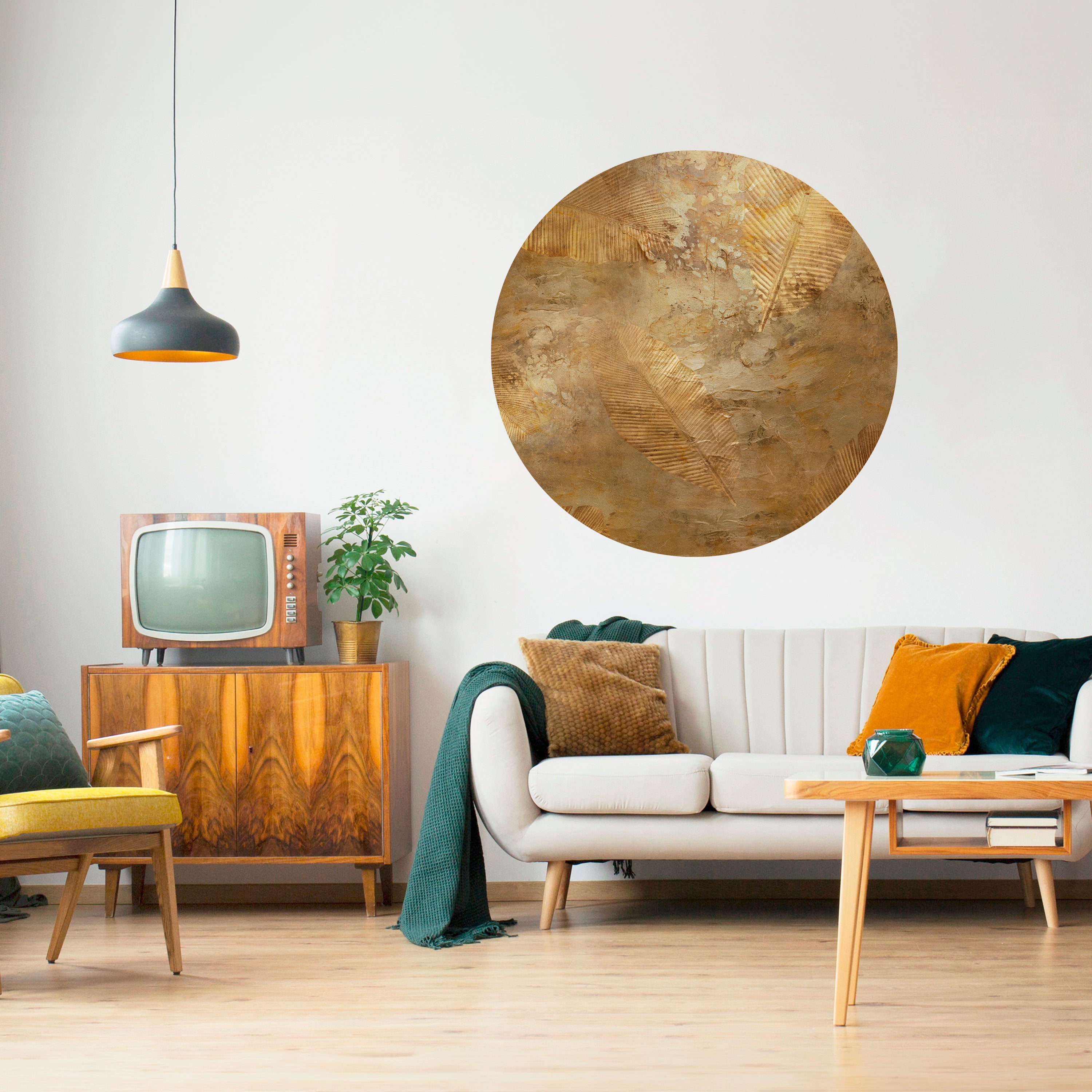 GILDED LEAF CASCADE Naklejka okrągła