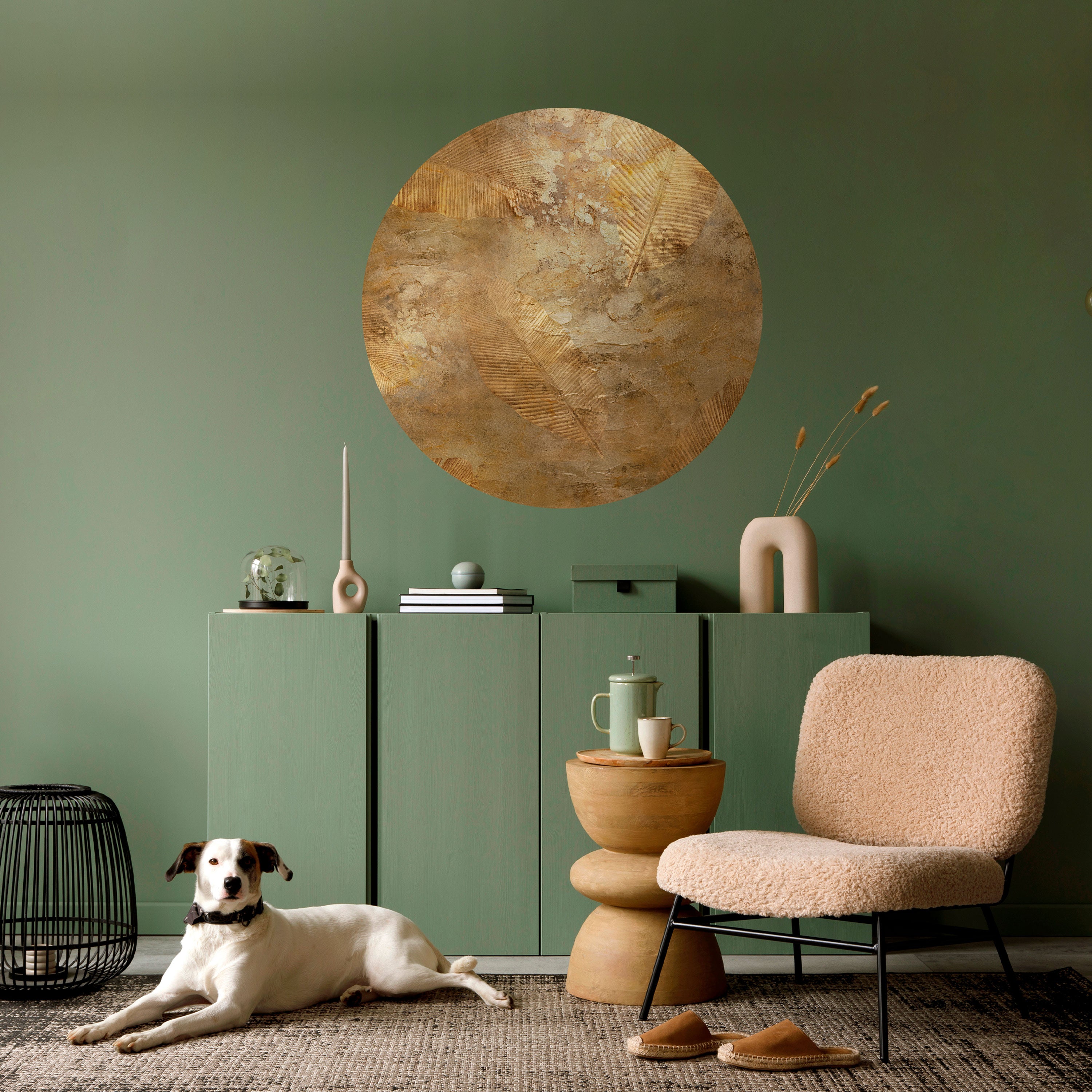 GILDED LEAF CASCADE Naklejka okrągła