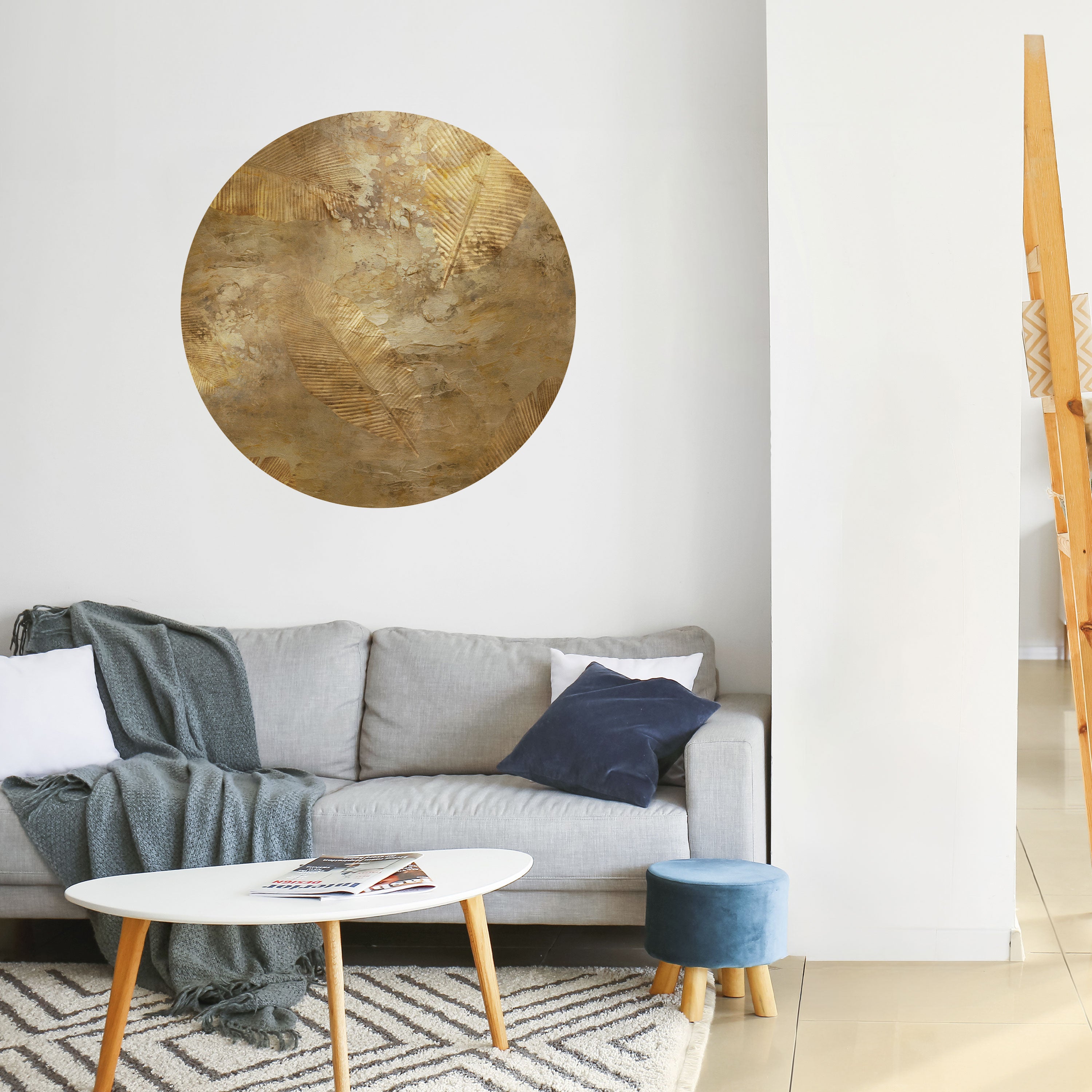 GILDED LEAF CASCADE Naklejka okrągła