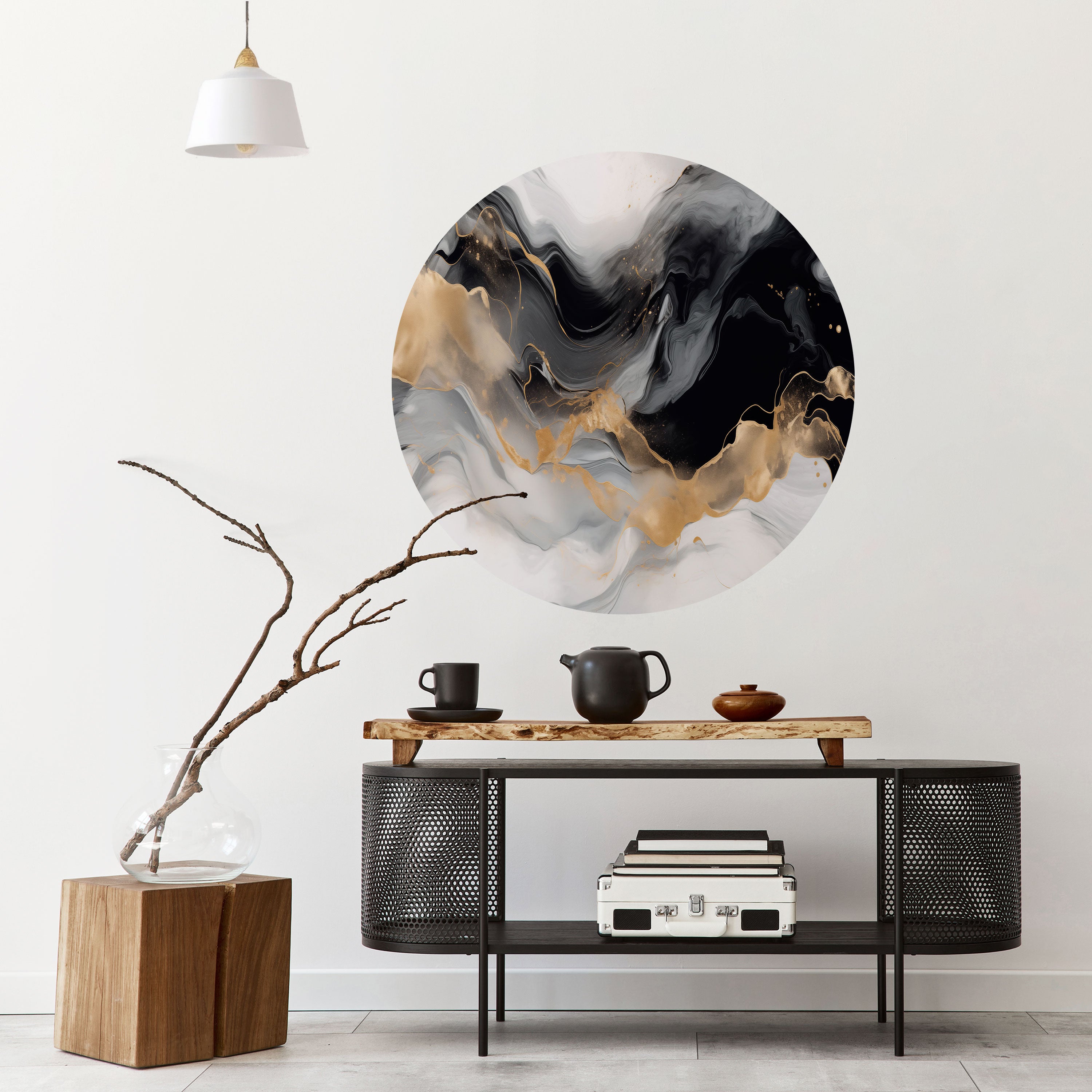 BLACK AND WHITE CONFLUENCE Naklejka okrągła