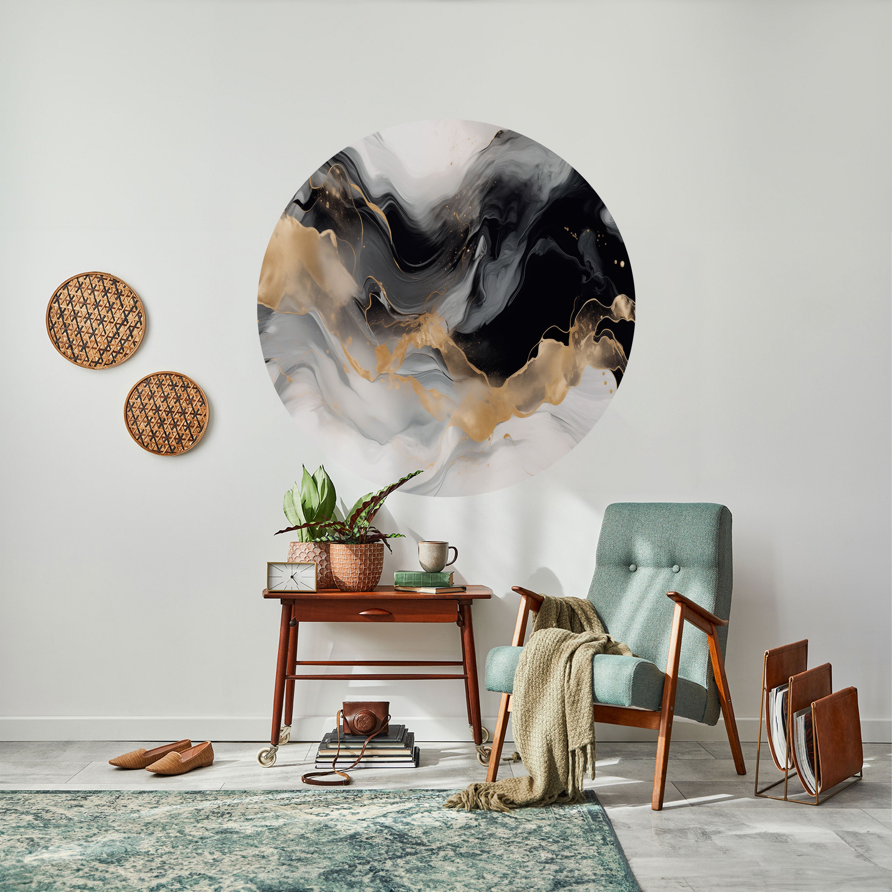 BLACK AND WHITE CONFLUENCE Naklejka okrągła