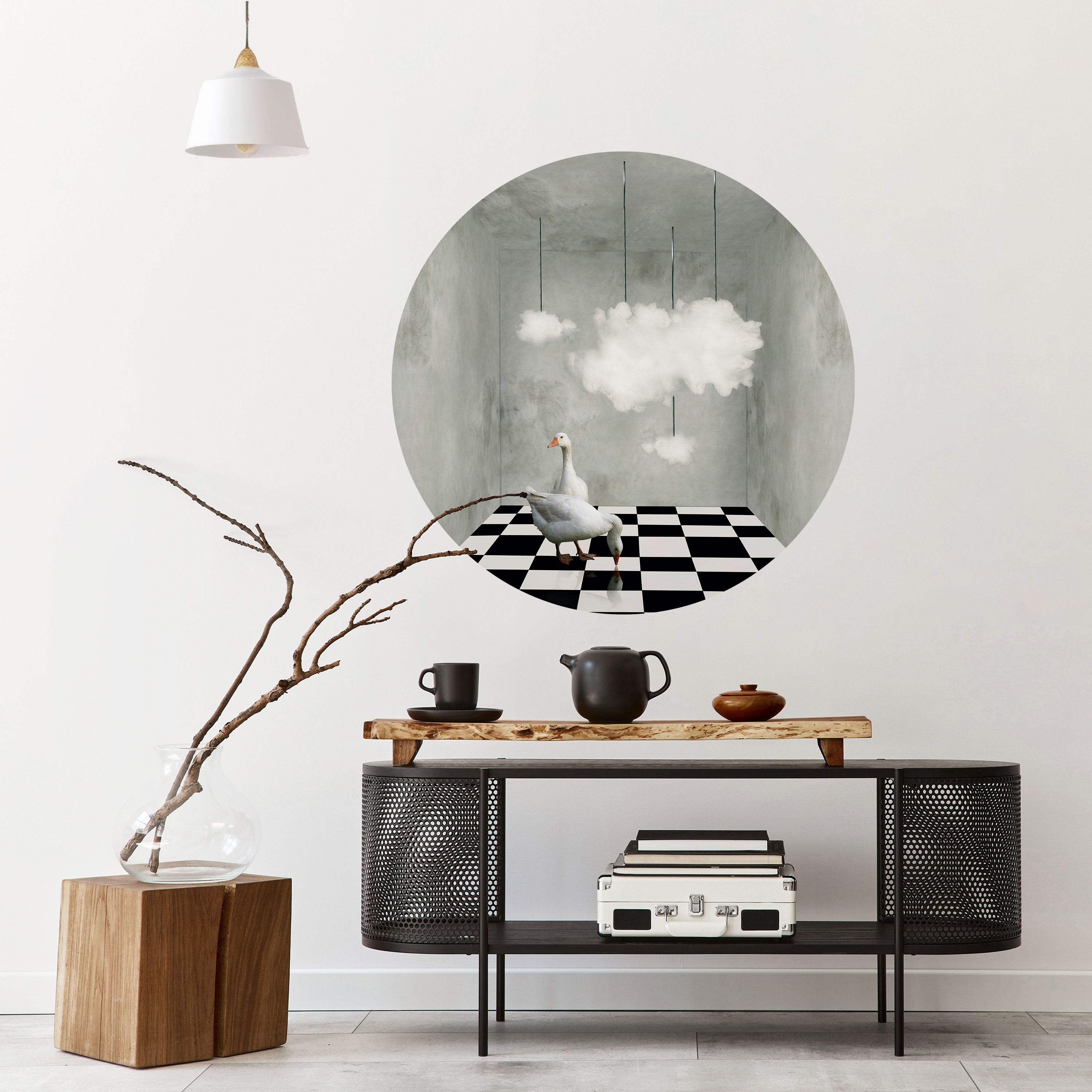 CHESS CLOUD SWAN Naklejka okrągła