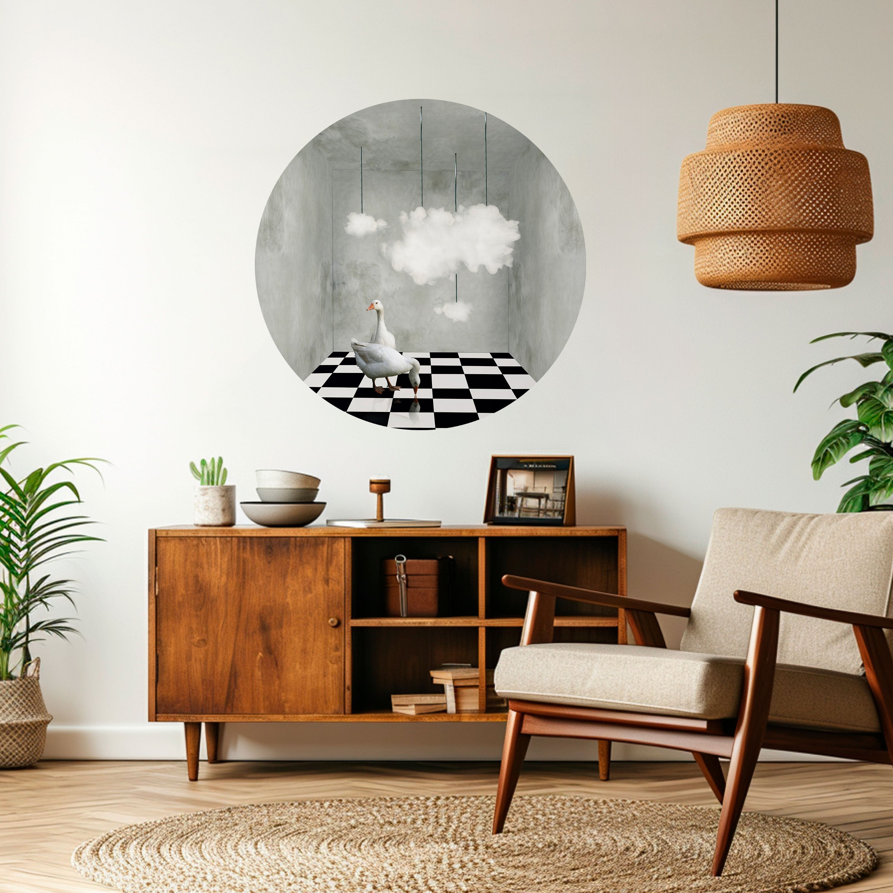 CHESS CLOUD SWAN Naklejka okrągła